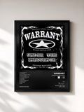 #noir Tableau de l'album Under the Influence de Warrant, cadre noir, imprimé et encadré en France