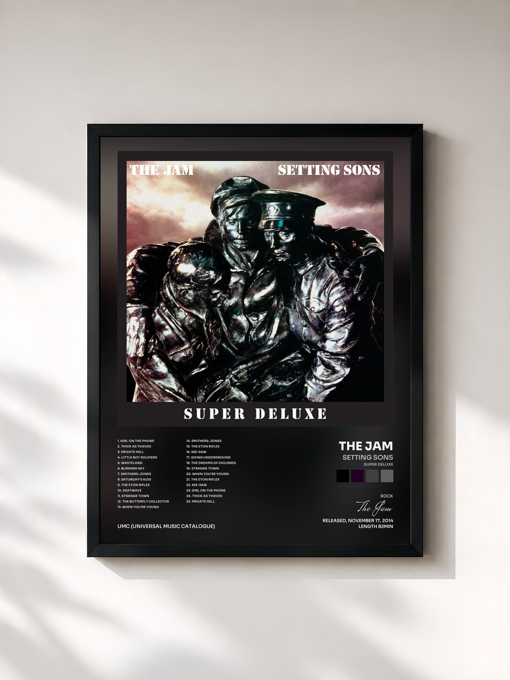 #noir Tableau de l'album Setting Sons (Super Deluxe) de The Jam, cadre noir, imprimé et encadré en France