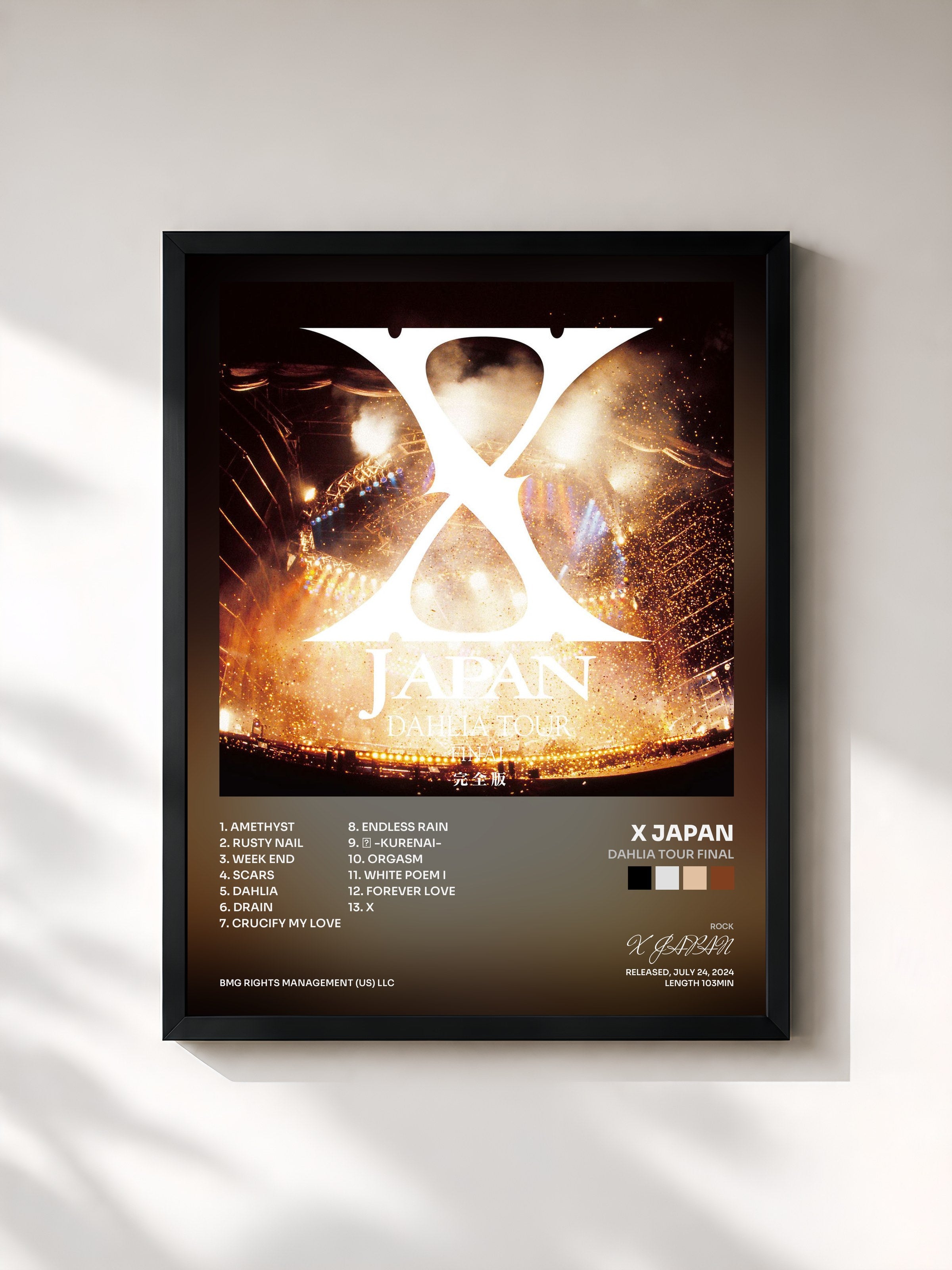 #noir Tableau de l'album DAHLIA TOUR FINAL de X JAPAN, cadre noir, imprimé et encadré en France