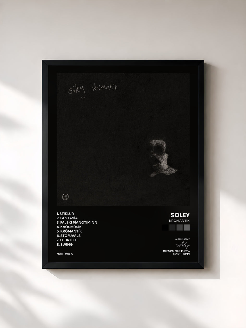 #noir Tableau de l'album Krómantík de Soley, cadre noir, imprimé et encadré en France