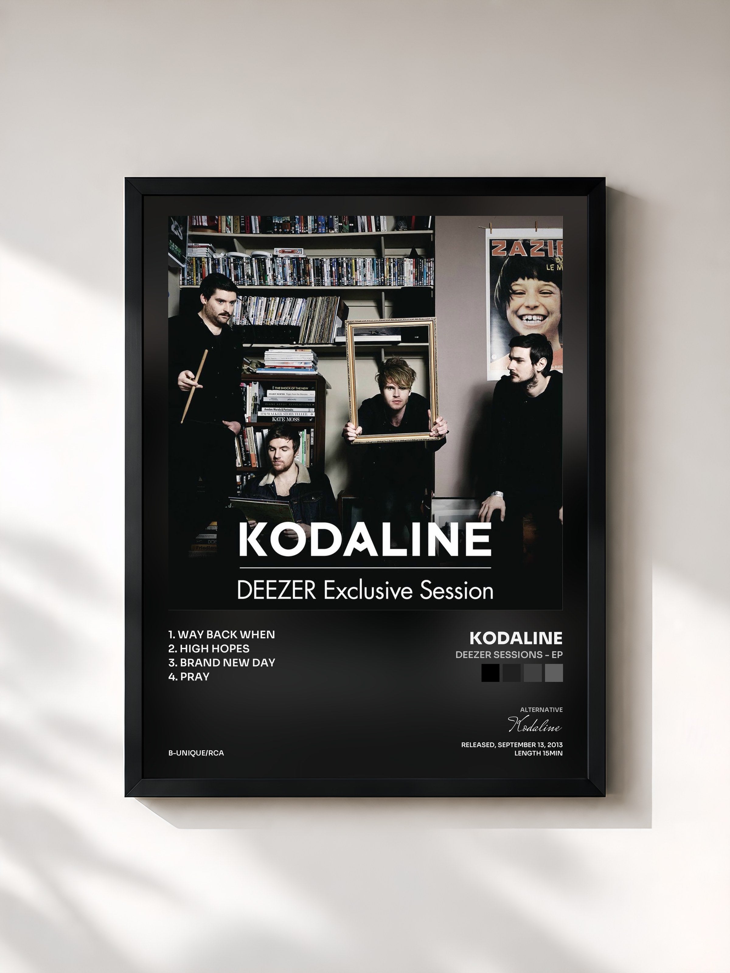 #noir Tableau de l'album Deezer Sessions - EP de Kodaline, cadre noir, imprimé et encadré en France