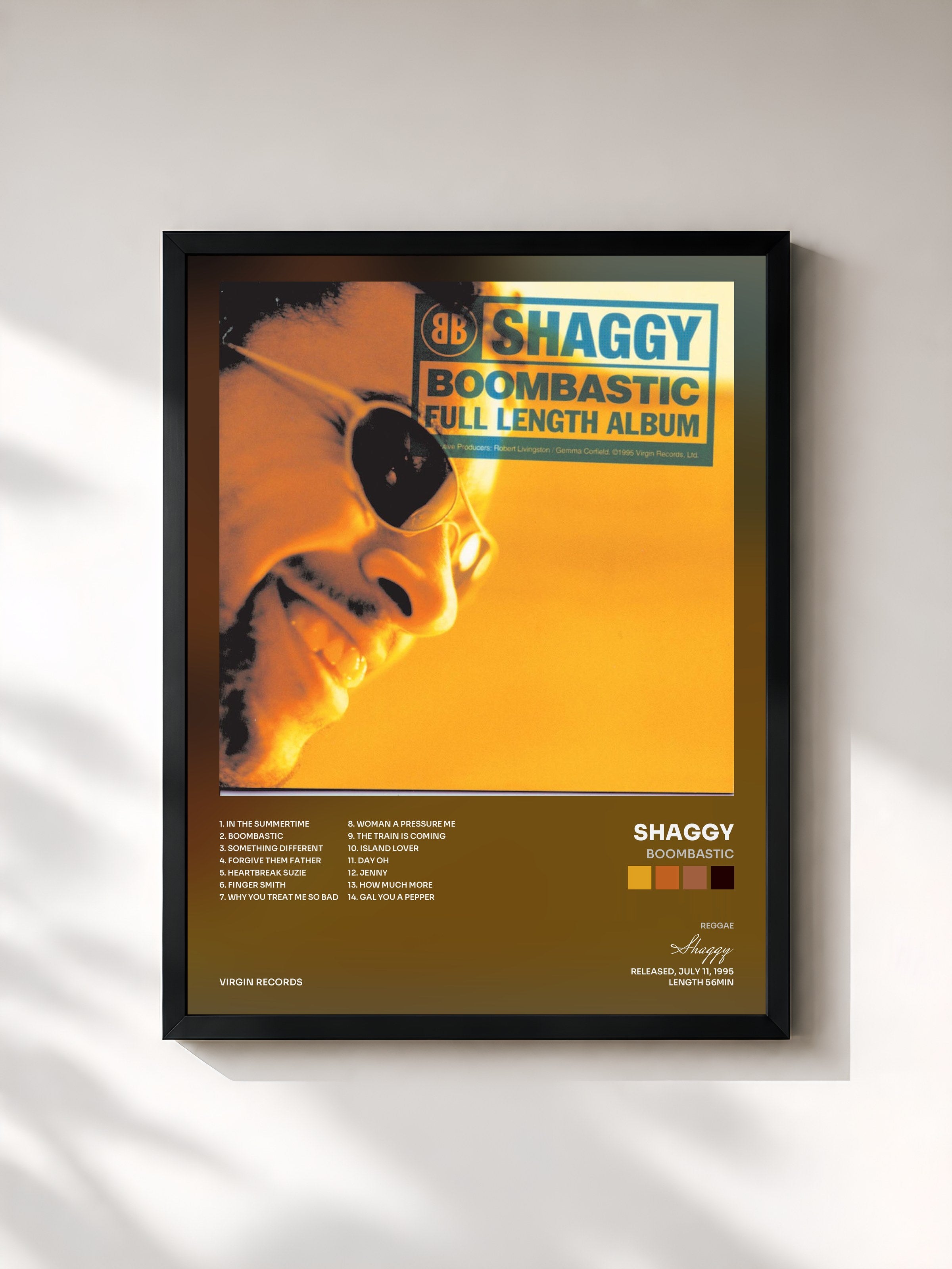 #noir Tableau de l'album Boombastic de Shaggy, cadre noir, imprimé et encadré en France