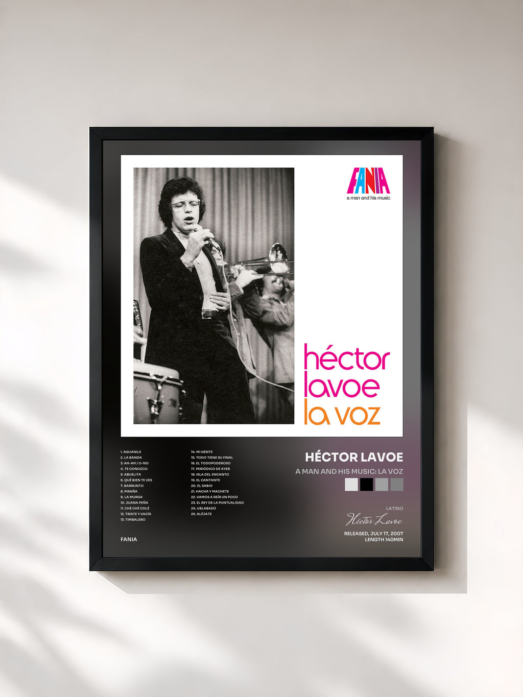 #noir Tableau de l'album A Man And His Music: La Voz de Héctor Lavoe, cadre noir, imprimé et encadré en France