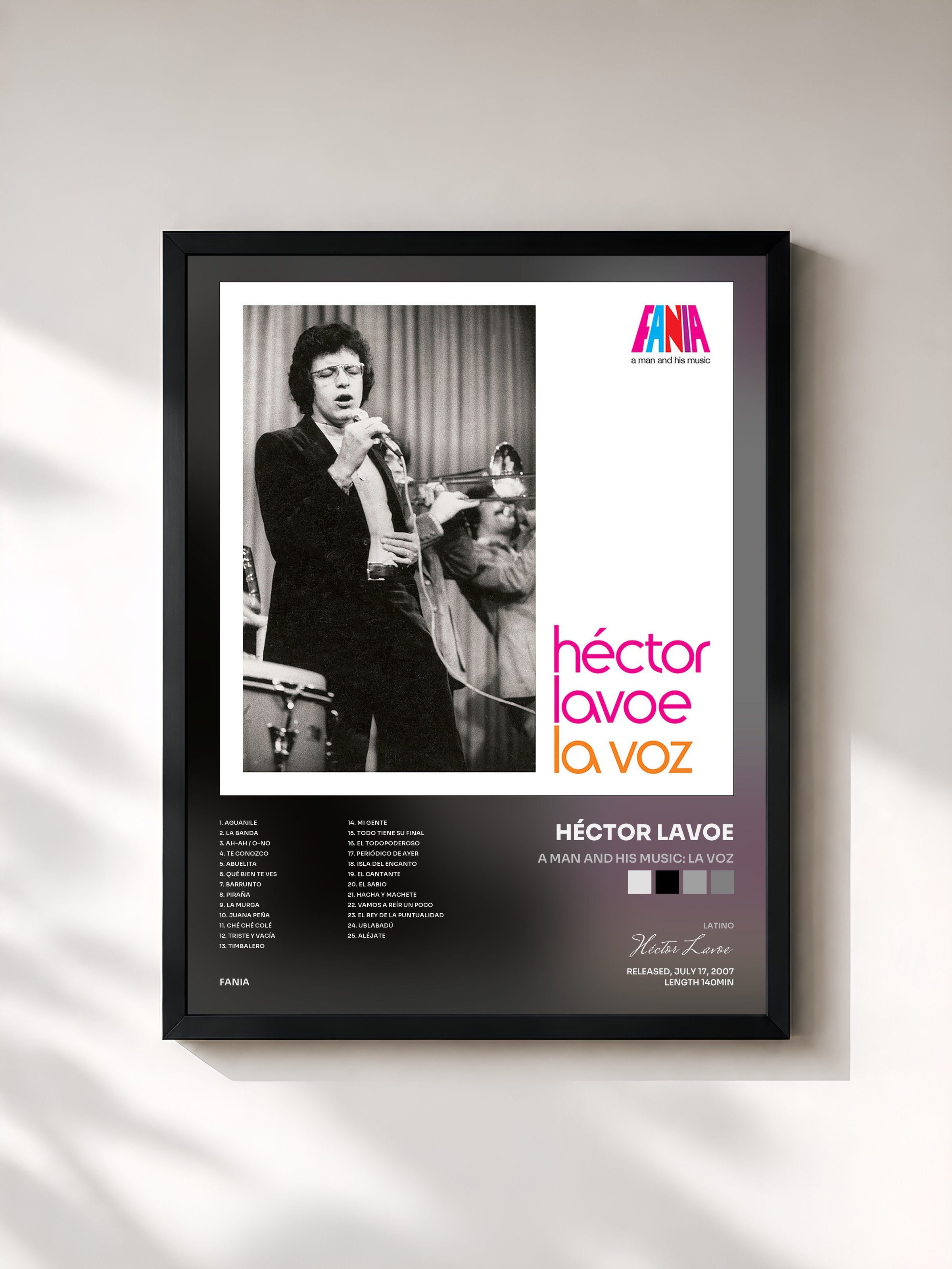 #noir Tableau de l'album A Man And His Music: La Voz de Héctor Lavoe, cadre noir, imprimé et encadré en France