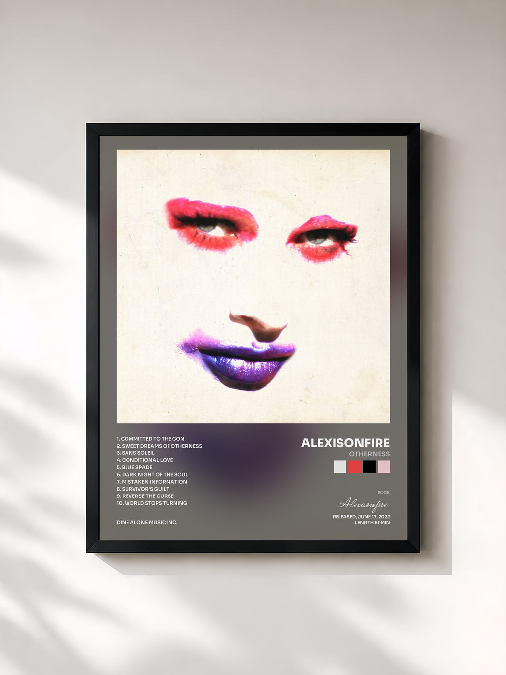 #noir Tableau de l'album Otherness de Alexisonfire, cadre noir, imprimé et encadré en France