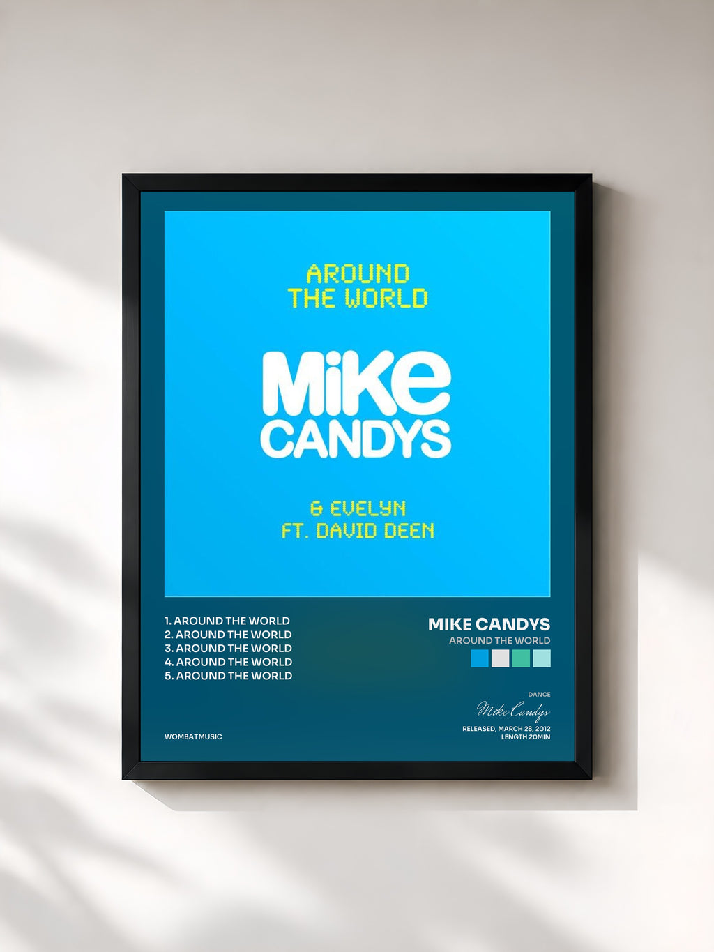 #noir Tableau de l'album Around the World de Mike Candys, cadre noir, imprimé et encadré en France