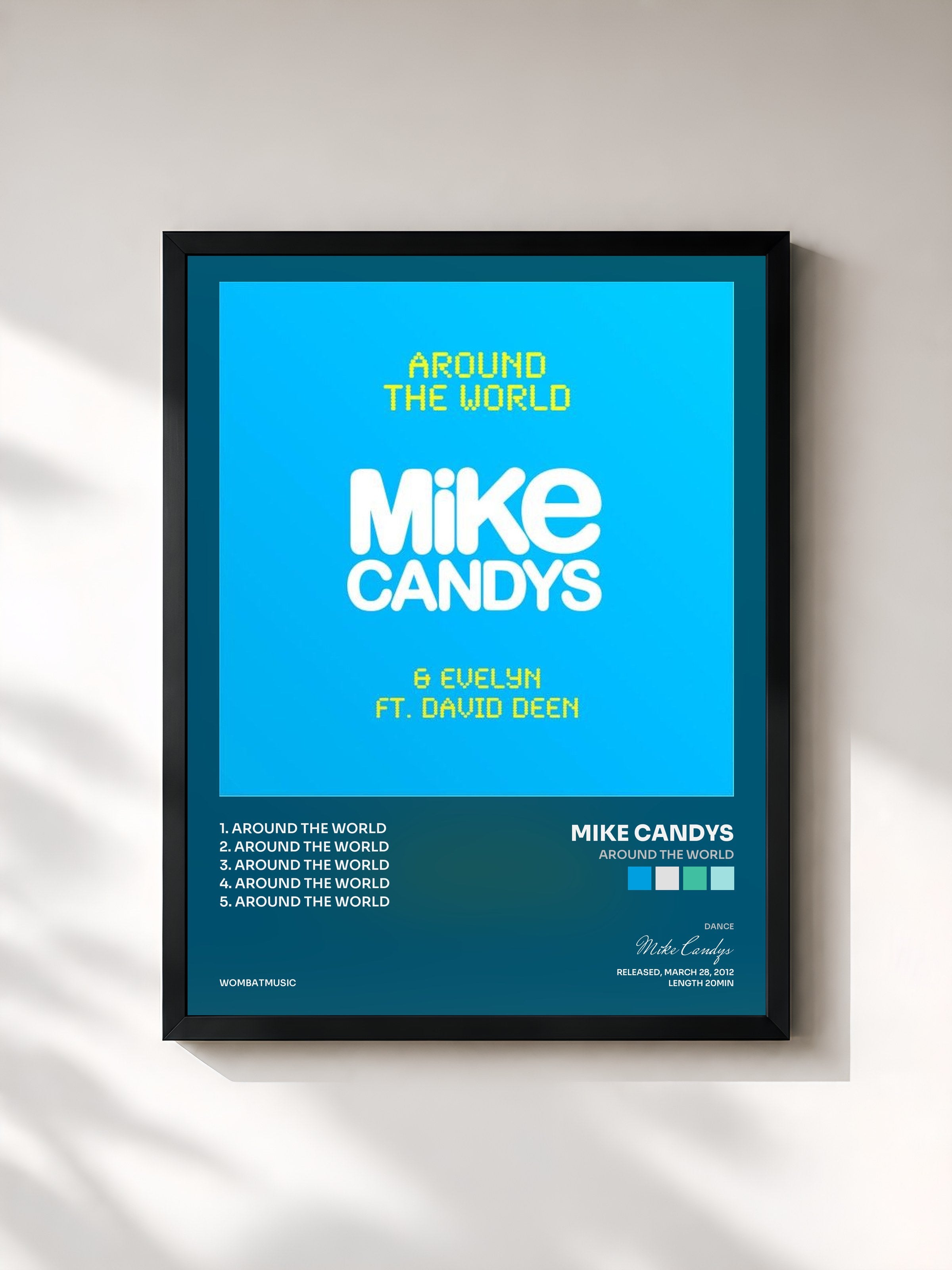 #noir Tableau de l'album Around the World de Mike Candys, cadre noir, imprimé et encadré en France