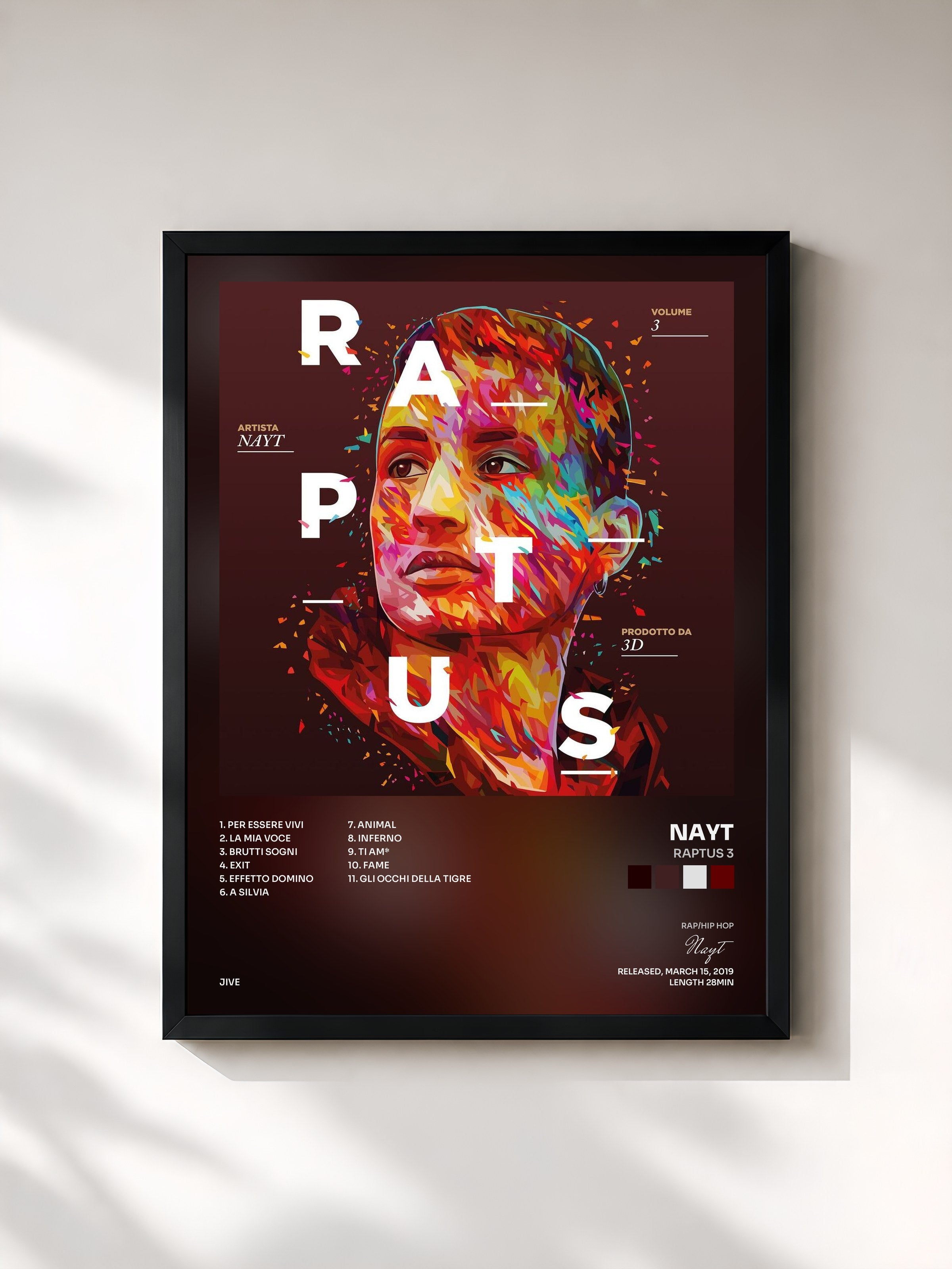 #noir Tableau de l'album Raptus 3 de Nayt, cadre noir, imprimé et encadré en France
