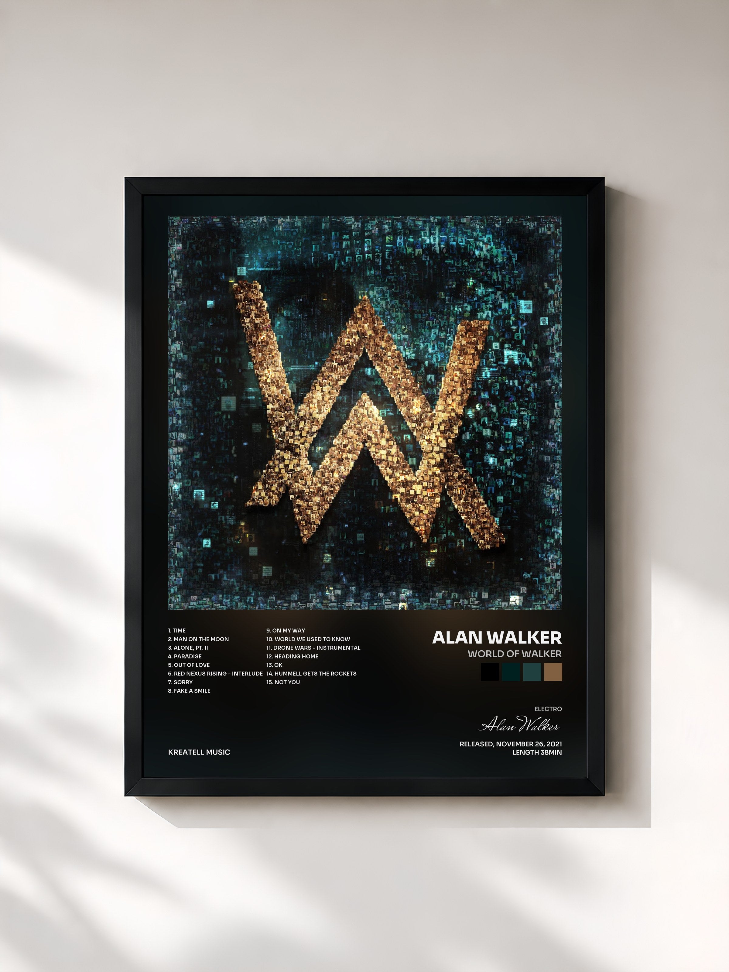 #noir Tableau de l'album World Of Walker de Alan Walker, cadre noir, imprimé et encadré en France