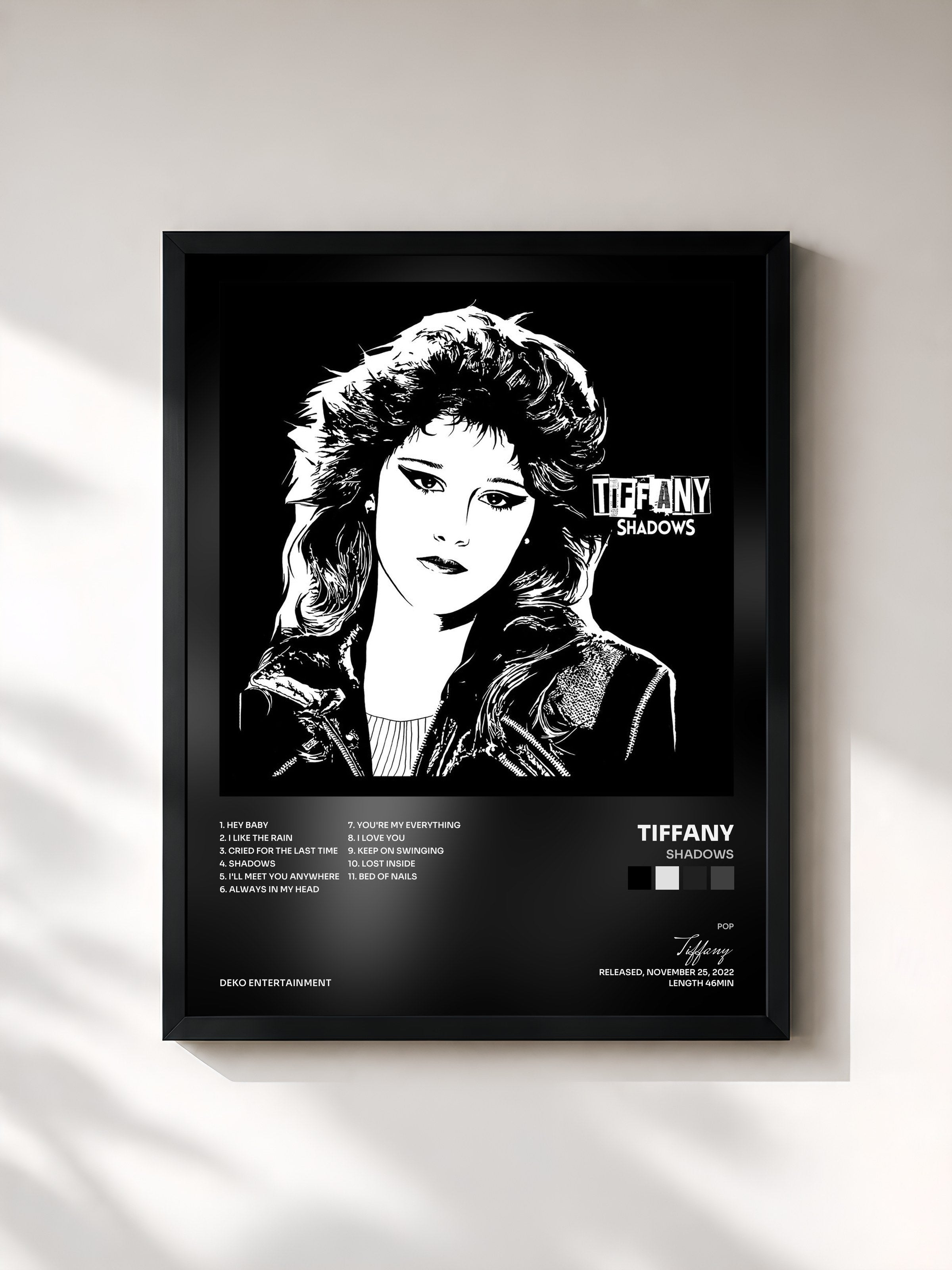 #noir Tableau de l'album Shadows de Tiffany, cadre noir, imprimé et encadré en France
