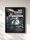 #noir Tableau de l'album Essentiel Jazz - Harmonica Jazz de Toots Thielemans, cadre noir, imprimé et encadré en France