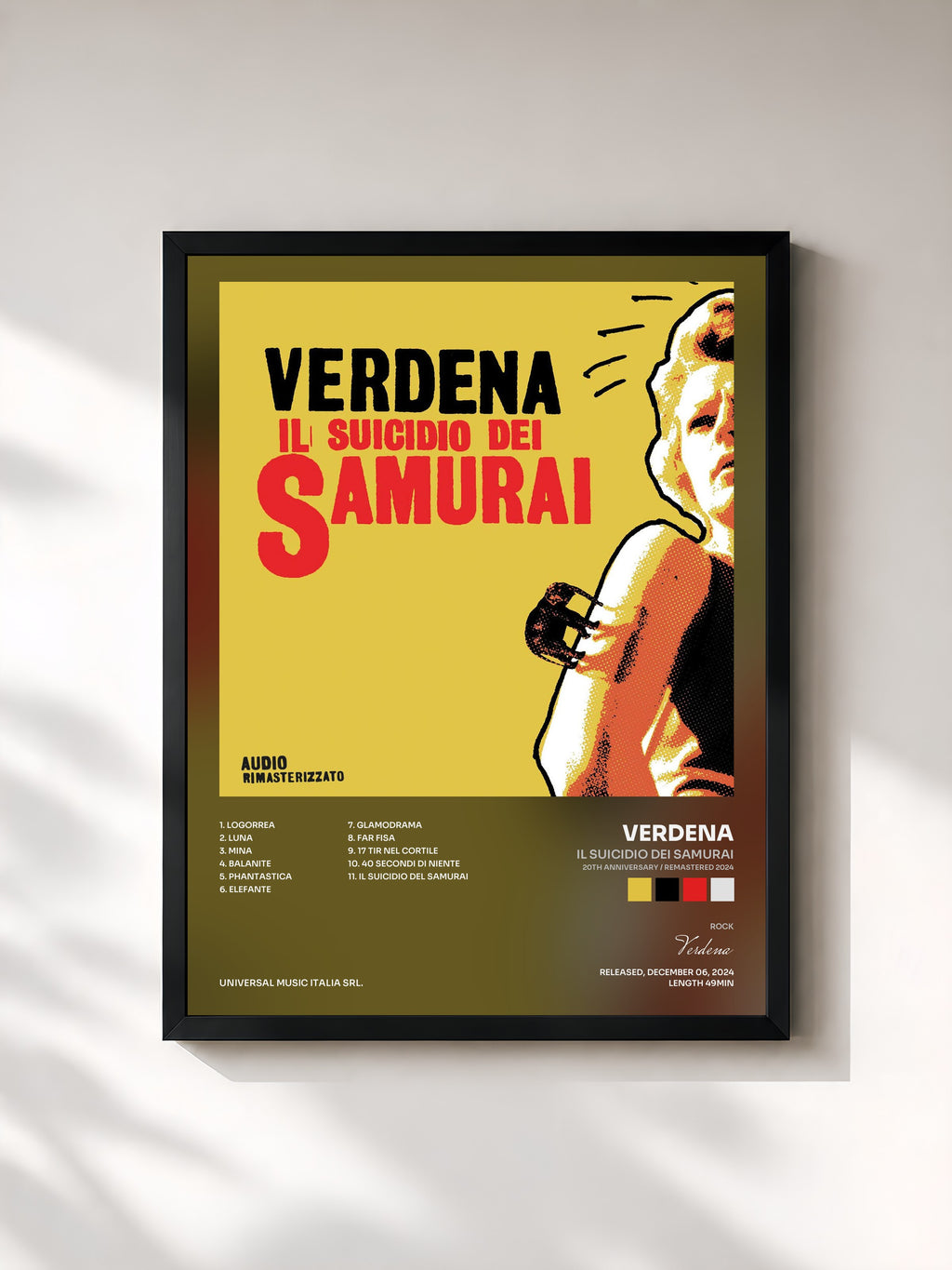 #noir Tableau de l'album Il Suicidio Dei Samurai (20th Anniversary / Remastered 2024) de Verdena, cadre noir, imprimé et encadré en France