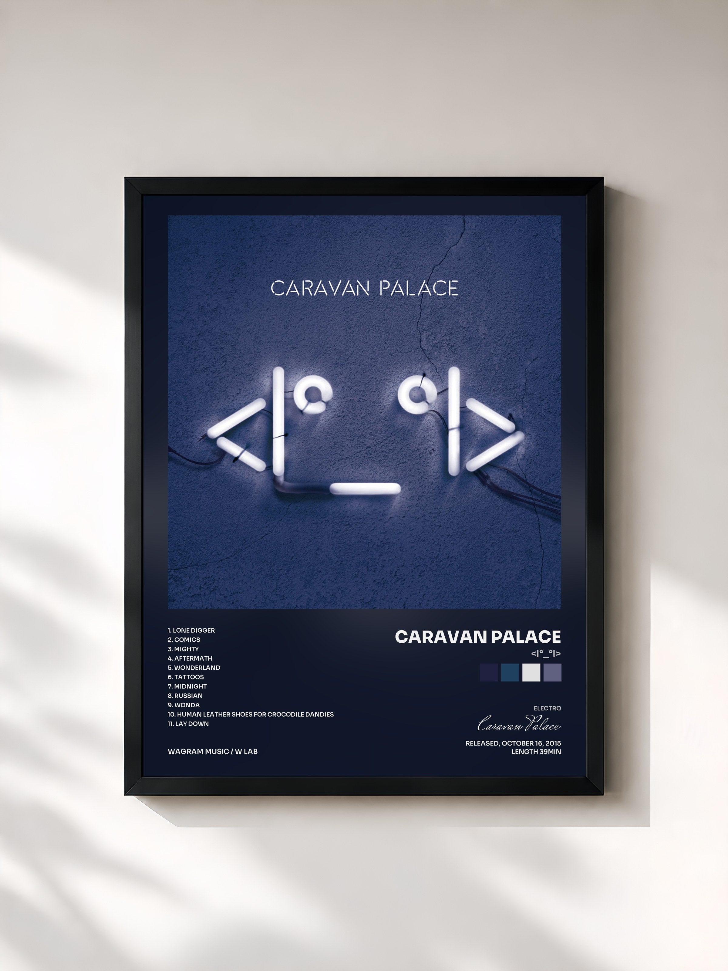 #noir Tableau de l'album <I°_°I> de Caravan Palace, cadre noir, imprimé et encadré en France