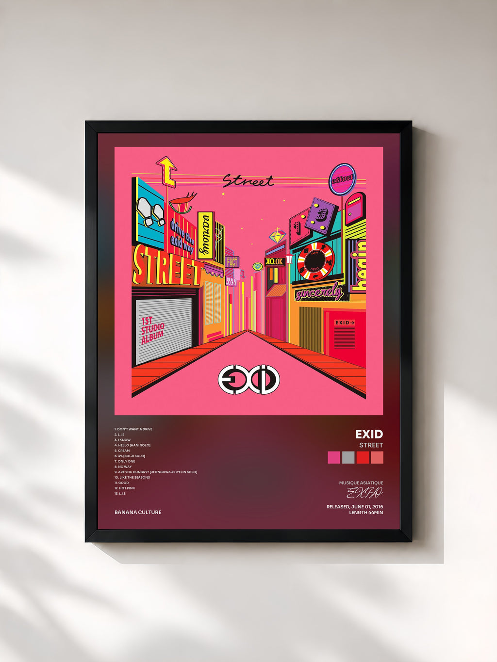#noir Tableau de l'album Street de EXID, cadre noir, imprimé et encadré en France