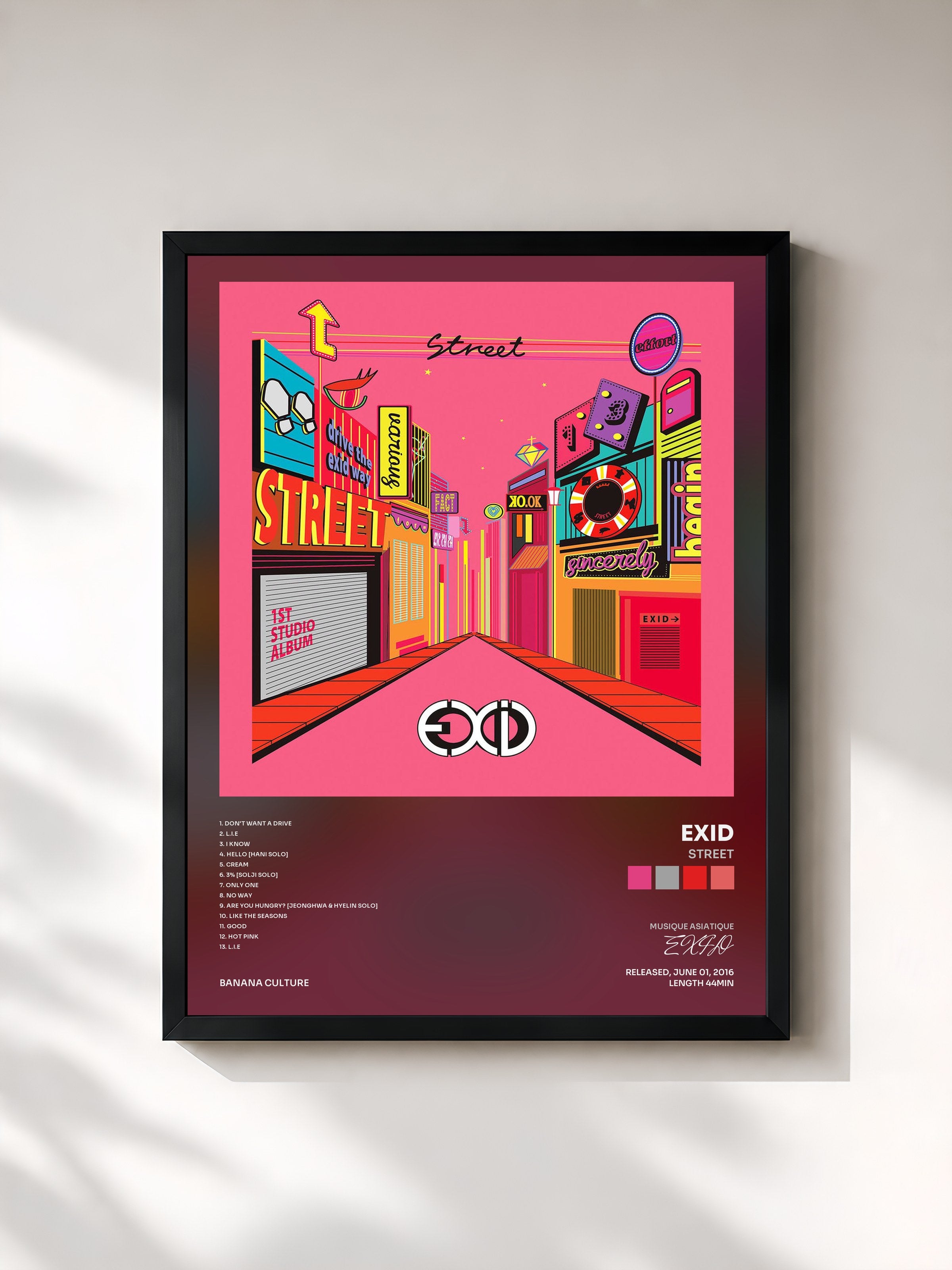 #noir Tableau de l'album Street de EXID, cadre noir, imprimé et encadré en France
