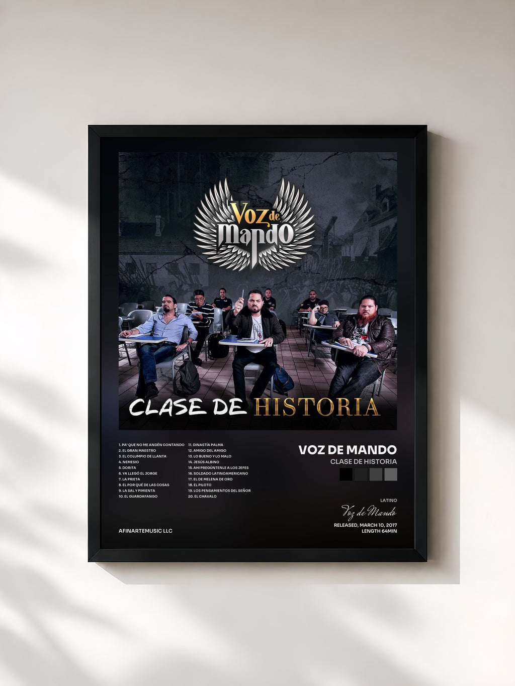 #noir Tableau de l'album Clase de Historia de Voz de Mando, cadre noir, imprimé et encadré en France