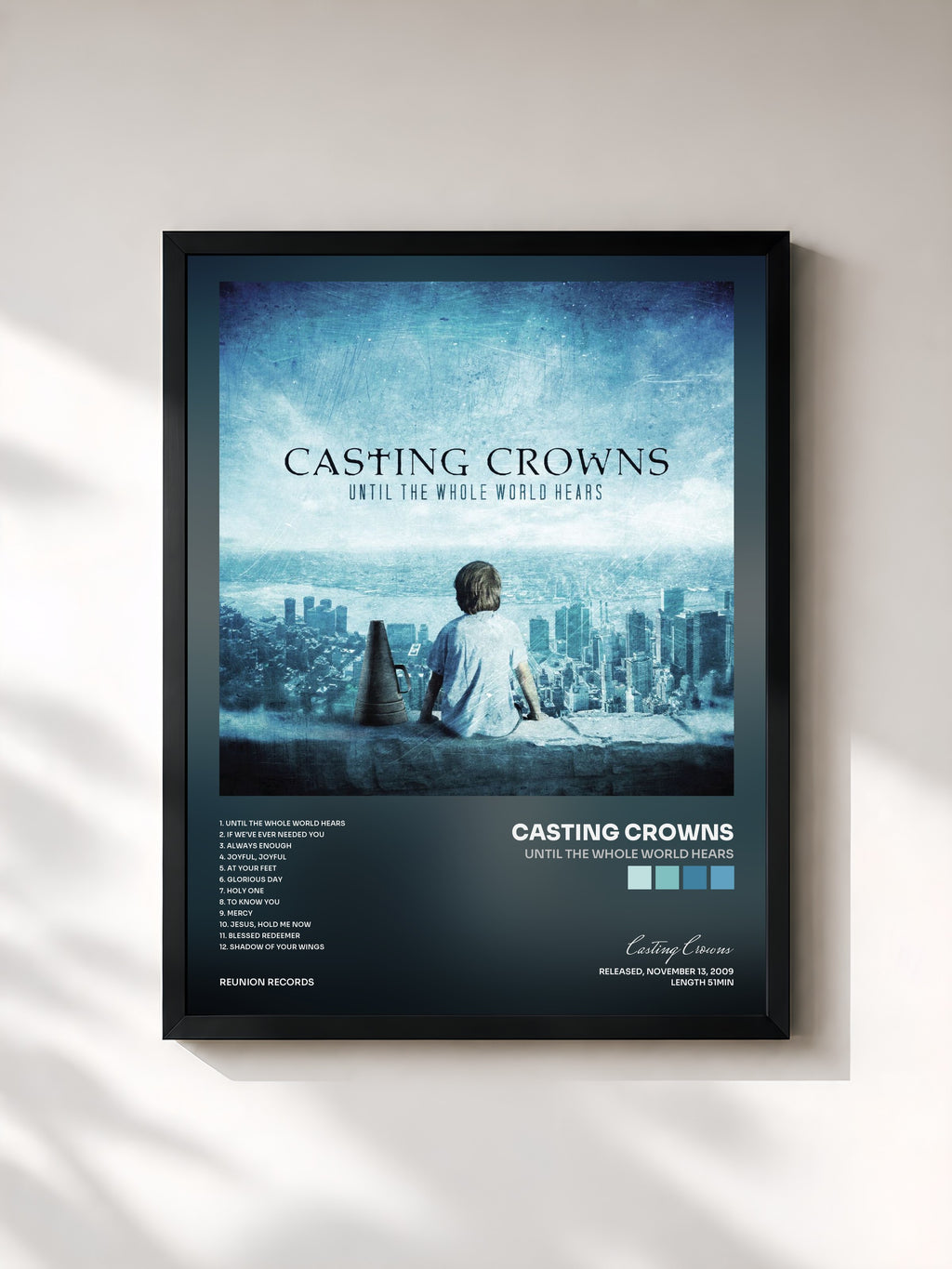 #noir Tableau de l'album Until The Whole World Hears de Casting Crowns, cadre noir, imprimé et encadré en France