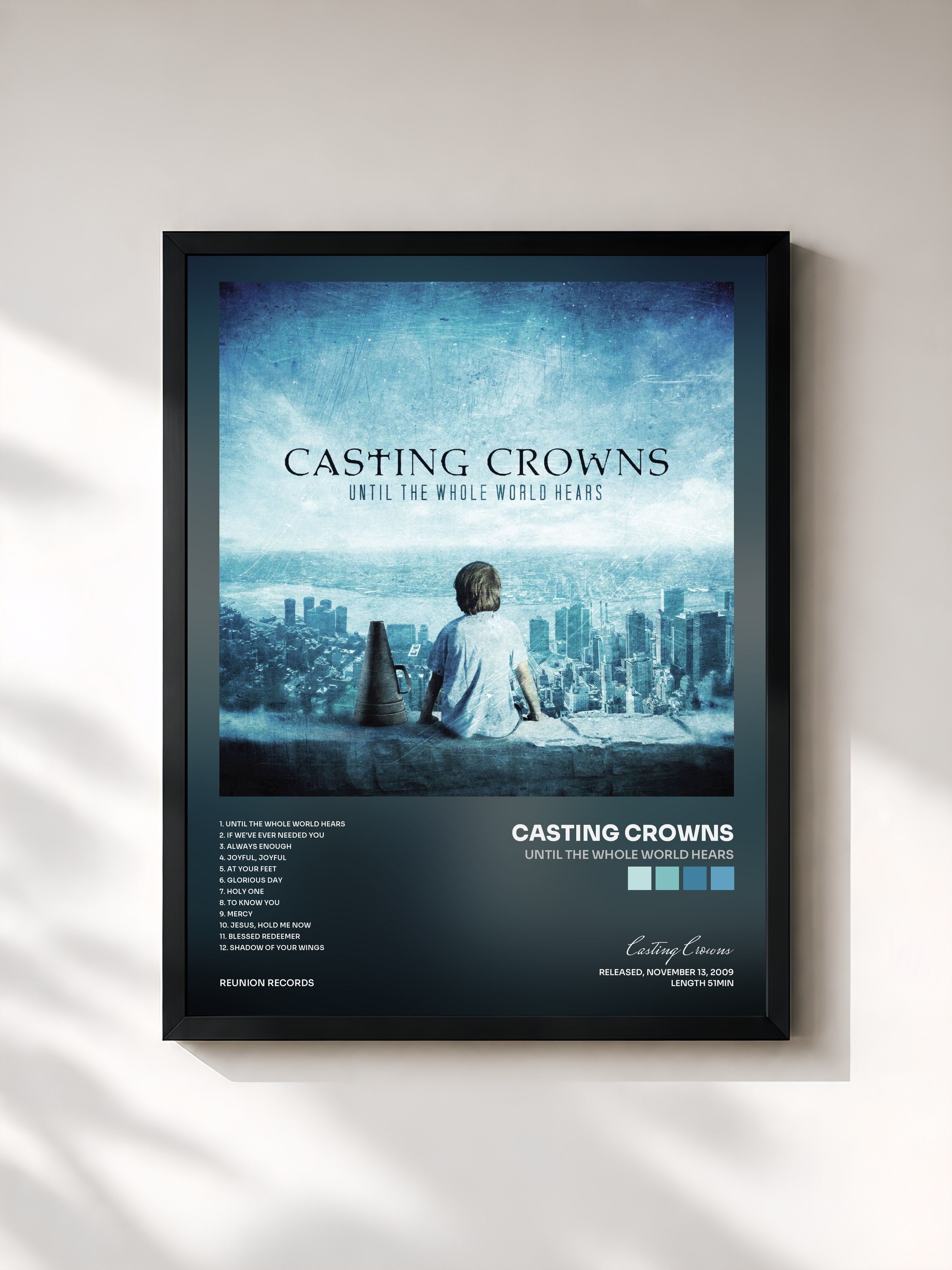 #noir Tableau de l'album Until The Whole World Hears de Casting Crowns, cadre noir, imprimé et encadré en France