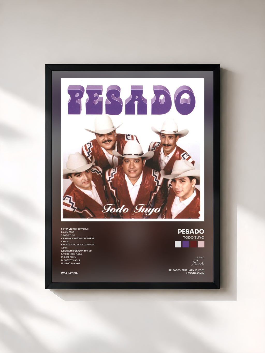 #noir Tableau de l'album Todo tuyo de Pesado, cadre noir, imprimé et encadré en France
