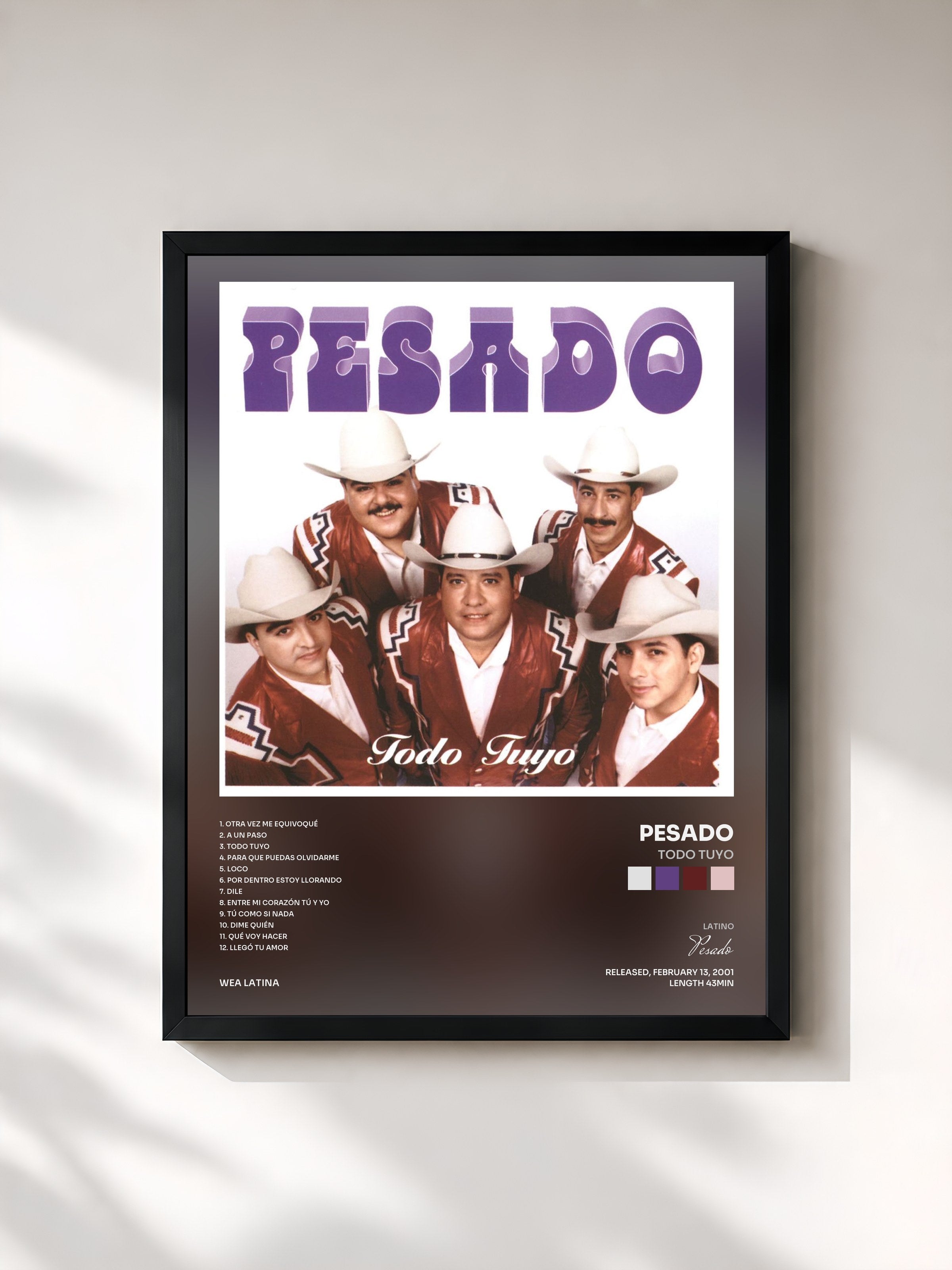 #noir Tableau de l'album Todo tuyo de Pesado, cadre noir, imprimé et encadré en France