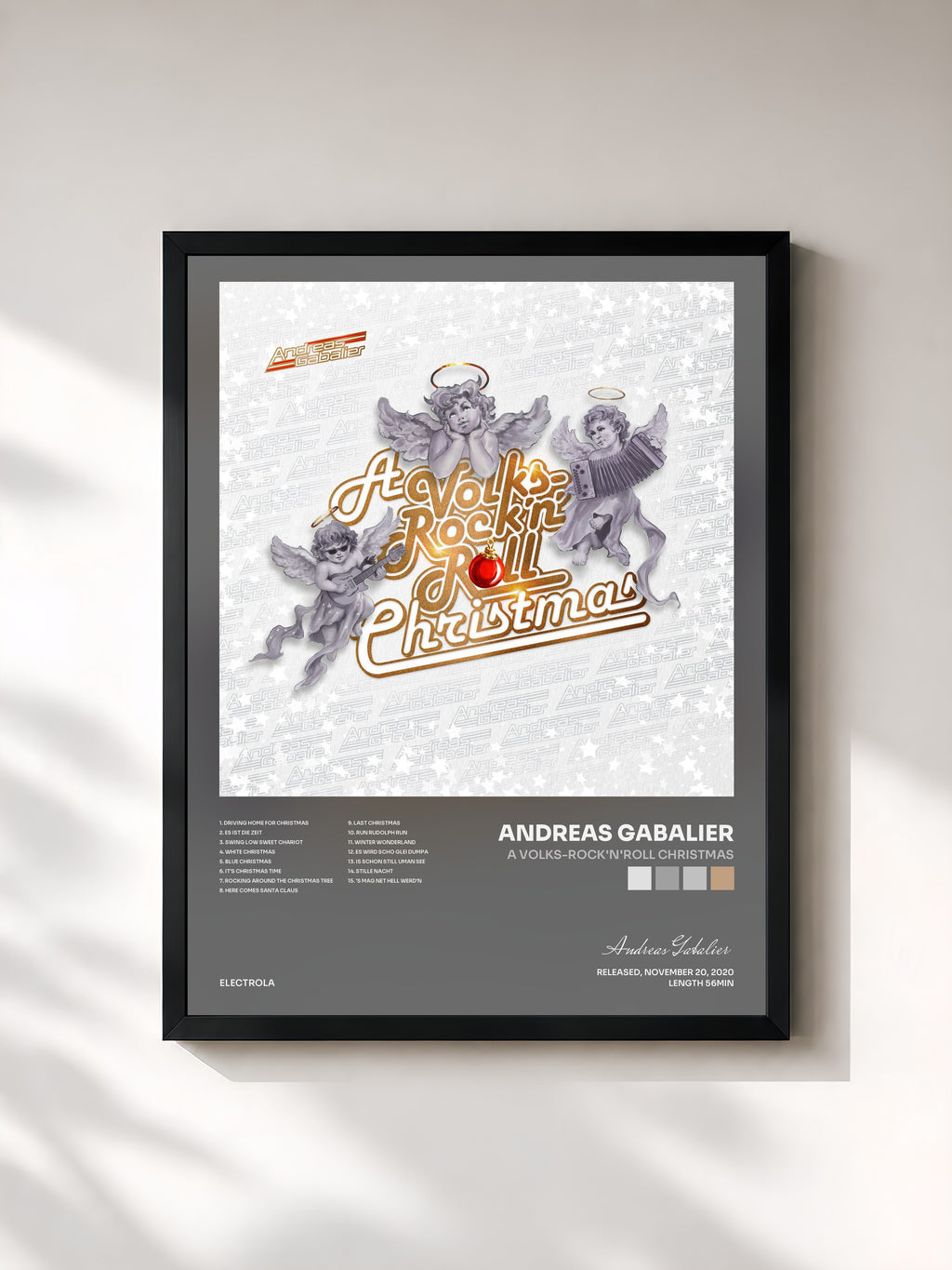#noir Tableau de l'album A Volks-Rock'n'Roll Christmas de Andreas Gabalier, cadre noir, imprimé et encadré en France