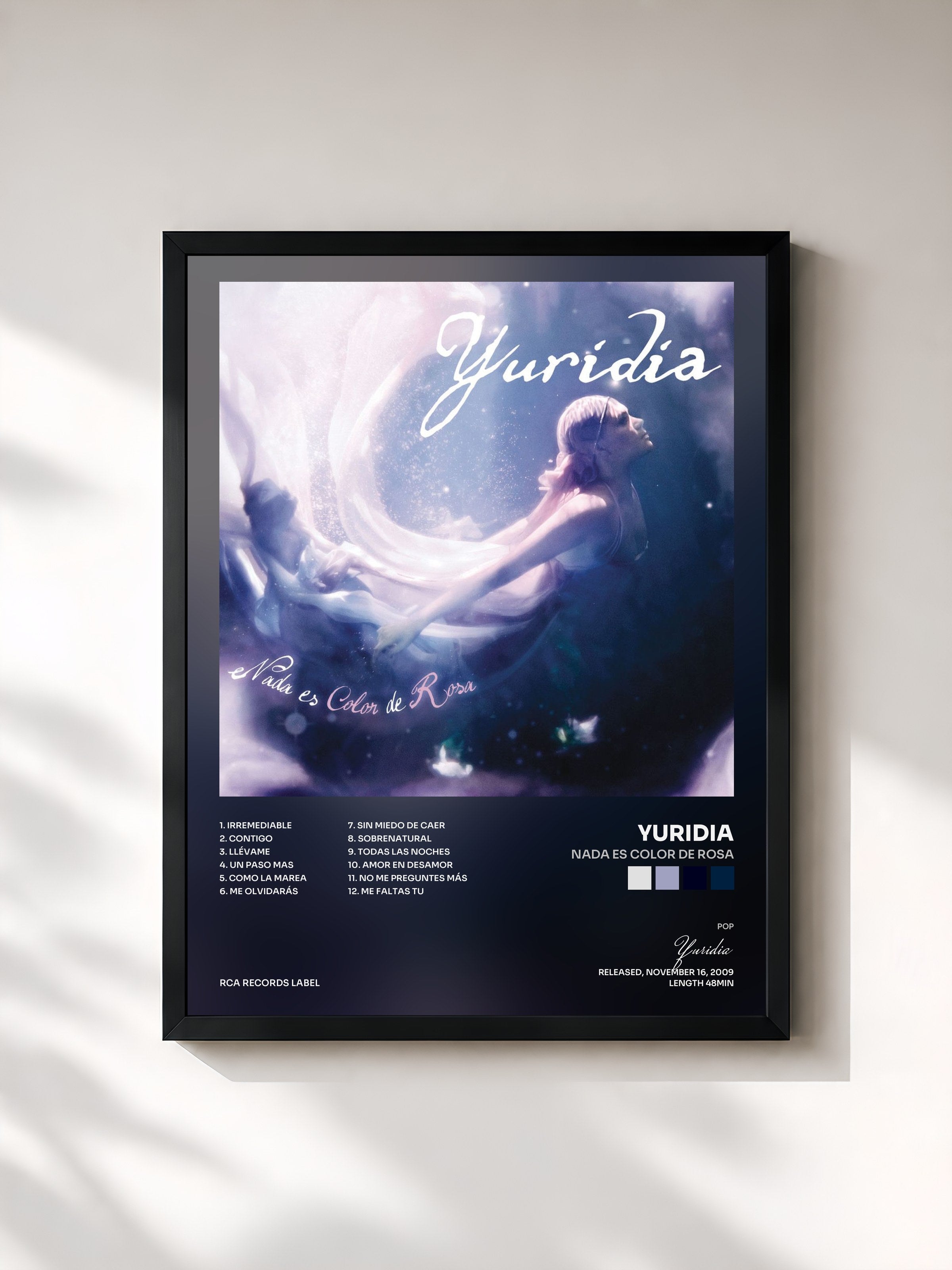 #noir Tableau de l'album Nada Es Color De Rosa de Yuridia, cadre noir, imprimé et encadré en France