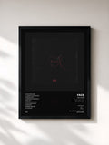 #noir Tableau de l'album NO LOVE de Face, cadre noir, imprimé et encadré en France
