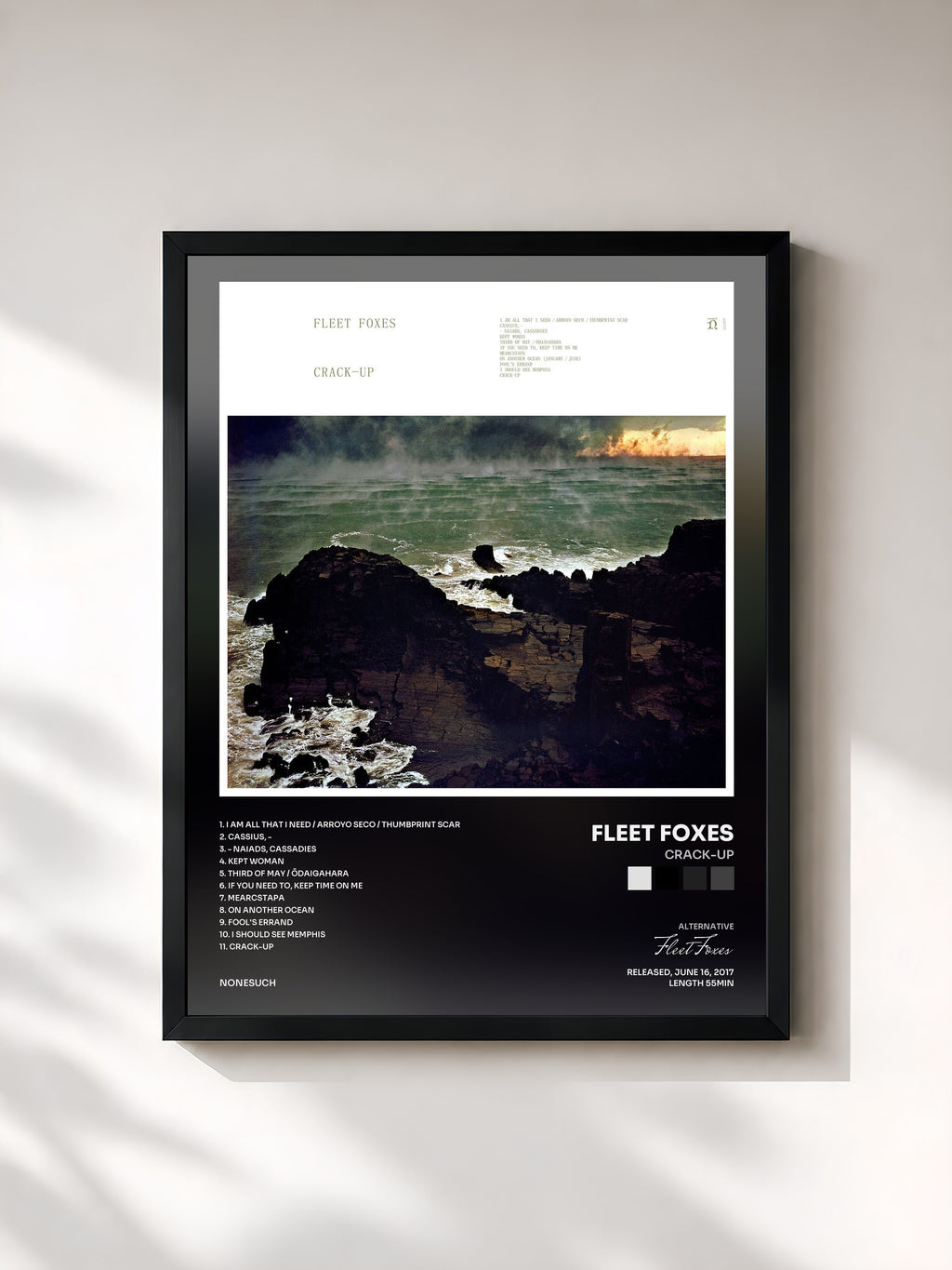 #noir Tableau de l'album Crack-Up de Fleet Foxes, cadre noir, imprimé et encadré en France