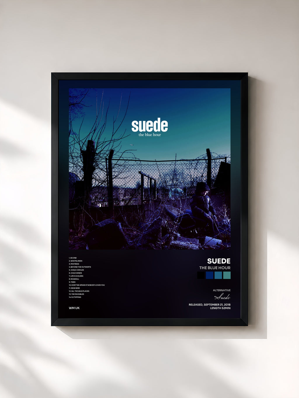 #noir Tableau de l'album The Blue Hour de Suede, cadre noir, imprimé et encadré en France