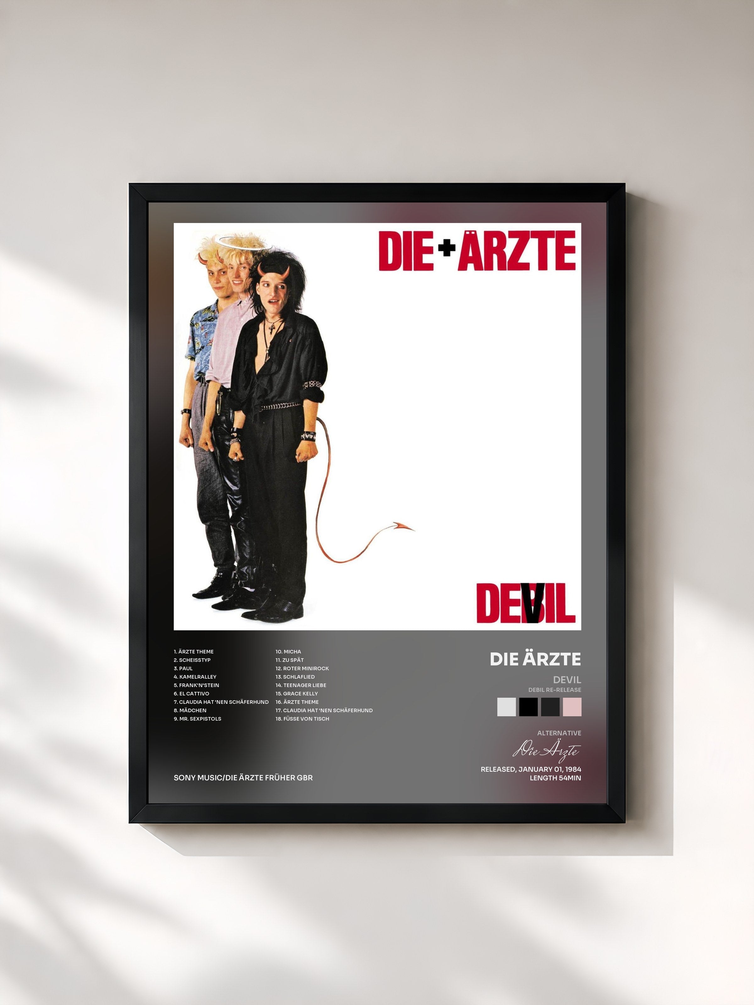 #noir Tableau de l'album Devil (Debil Re-Release) de Die Ärzte, cadre noir, imprimé et encadré en France