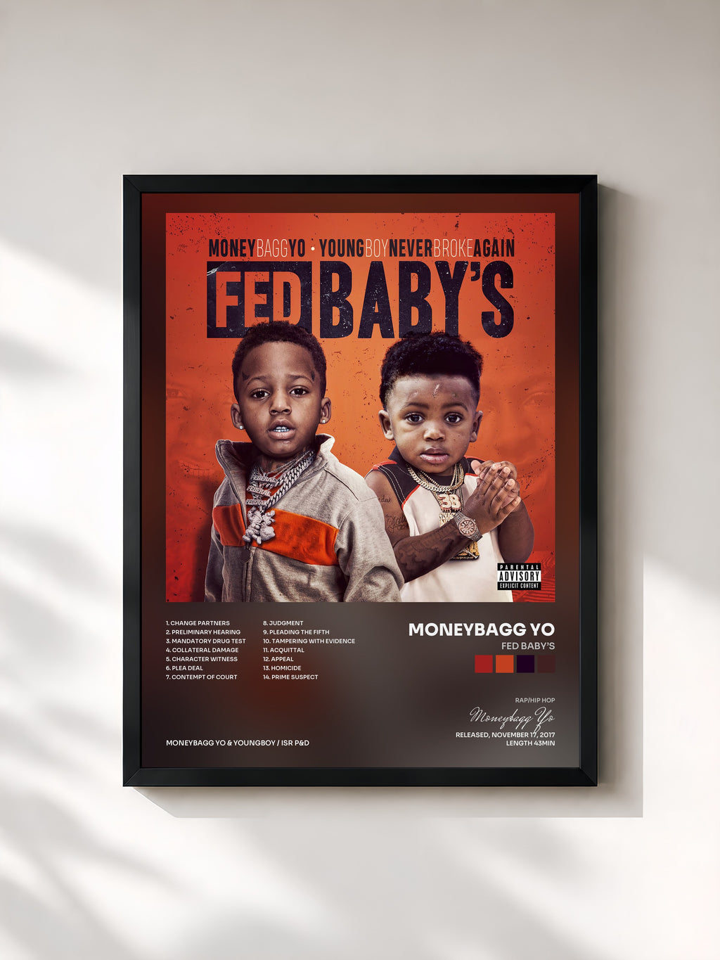 #noir Tableau de l'album Fed Baby’s de Moneybagg Yo, cadre noir, imprimé et encadré en France