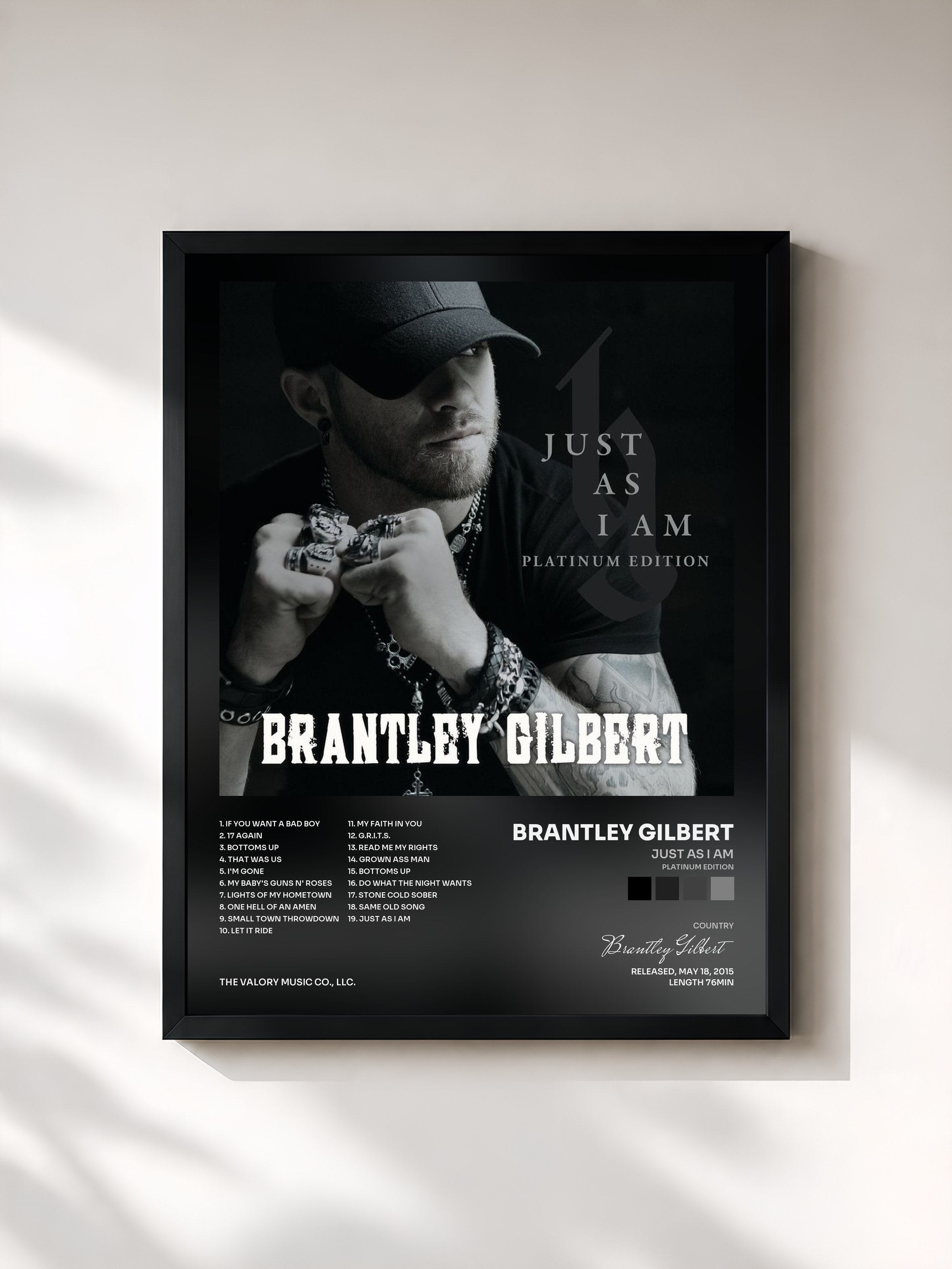 #noir Tableau de l'album Just As I Am (Platinum Edition) de Brantley Gilbert, cadre noir, imprimé et encadré en France