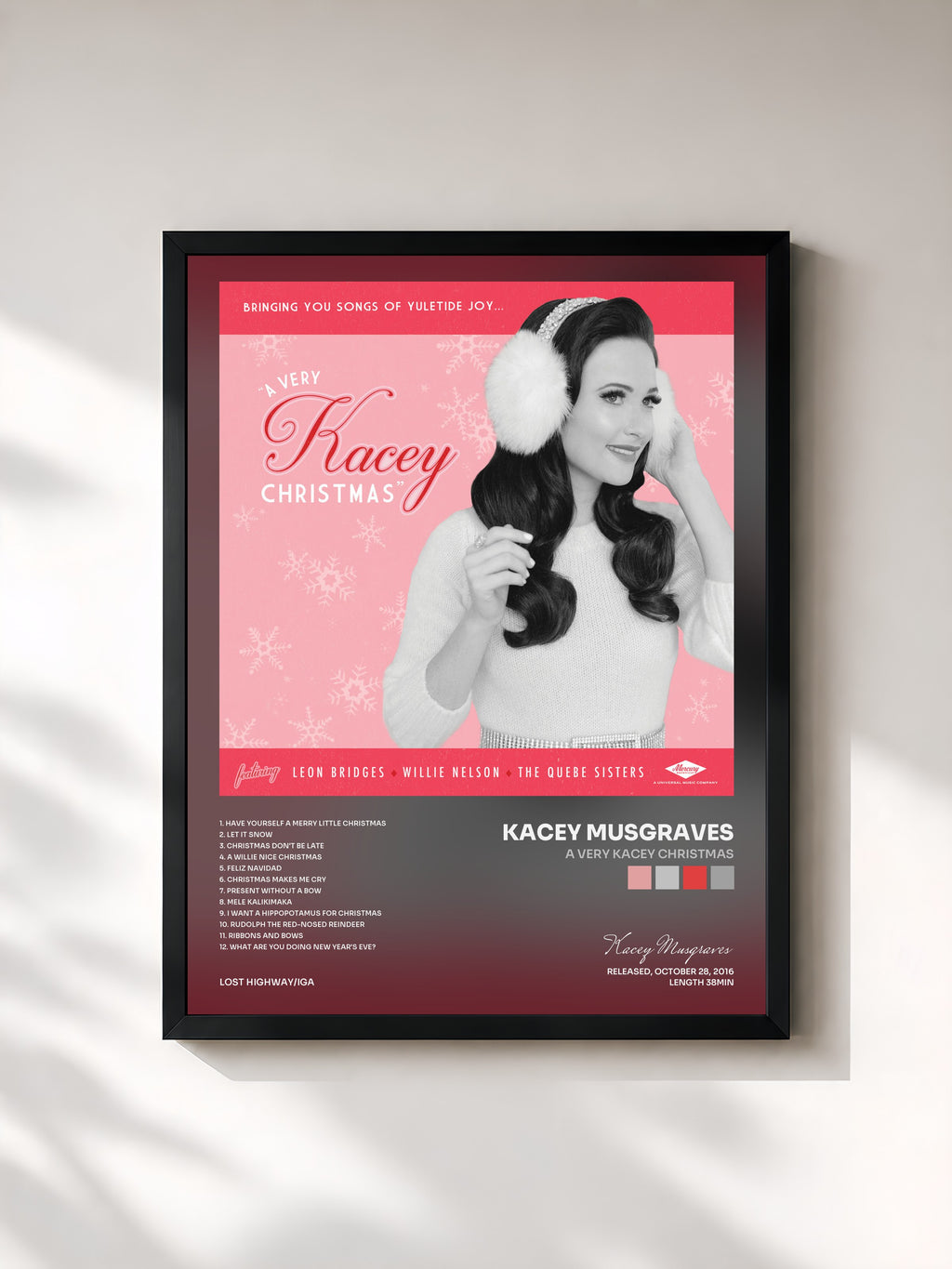 #noir Tableau de l'album A Very Kacey Christmas de Kacey Musgraves, cadre noir, imprimé et encadré en France