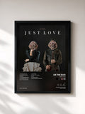 #noir Tableau de l'album Just Love de Us The Duo, cadre noir, imprimé et encadré en France