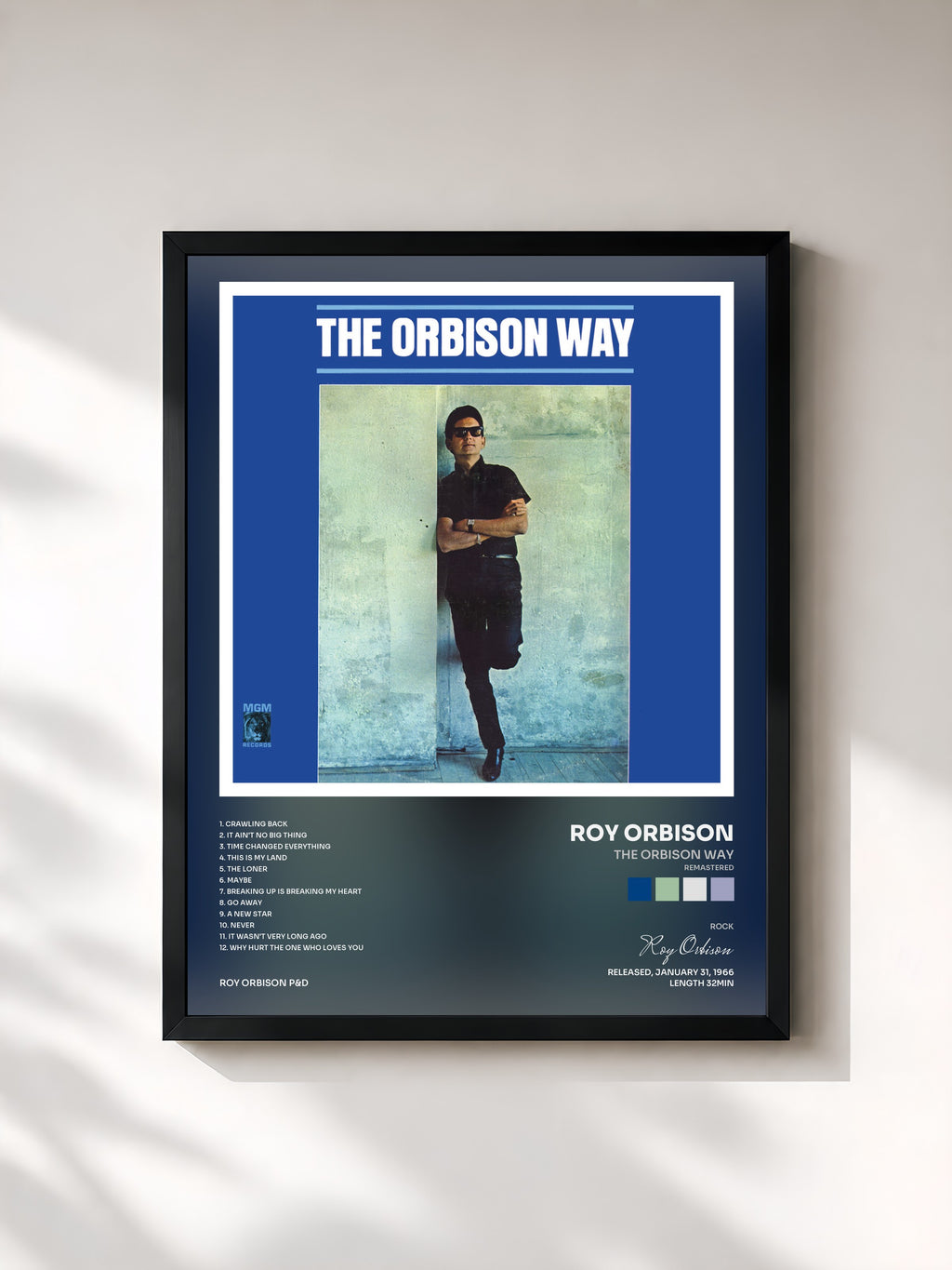 #noir Tableau de l'album The Orbison Way (Remastered) de Roy Orbison, cadre noir, imprimé et encadré en France
