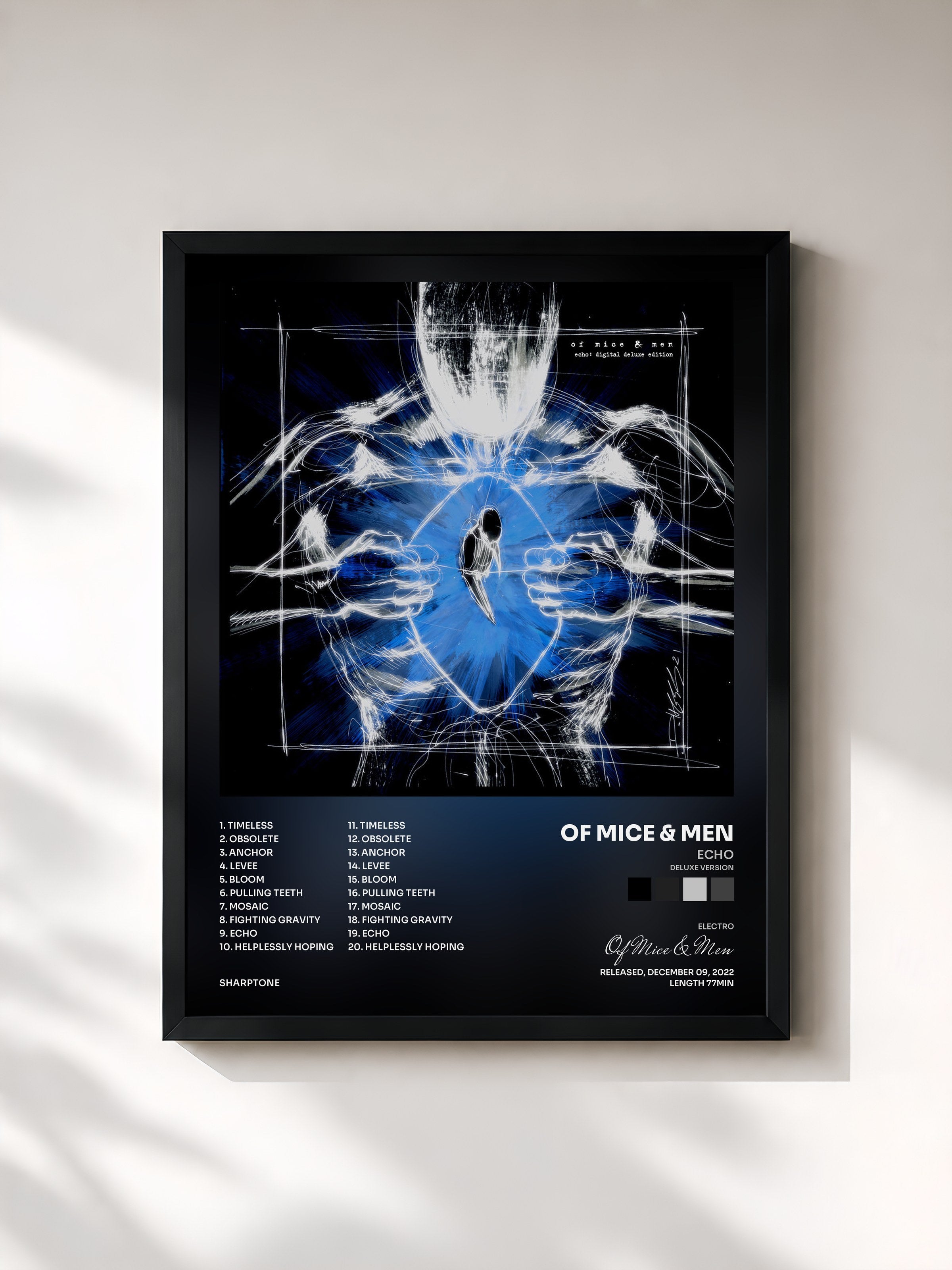#noir Tableau de l'album Echo (Deluxe Version) de Of Mice & Men, cadre noir, imprimé et encadré en France
