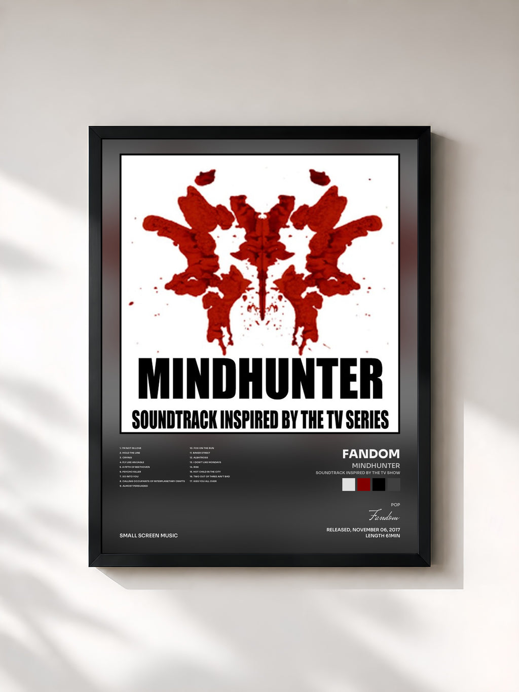 #noir Tableau de l'album Mindhunter (Soundtrack Inspired by the TV Show) de Fandom, cadre noir, imprimé et encadré en France