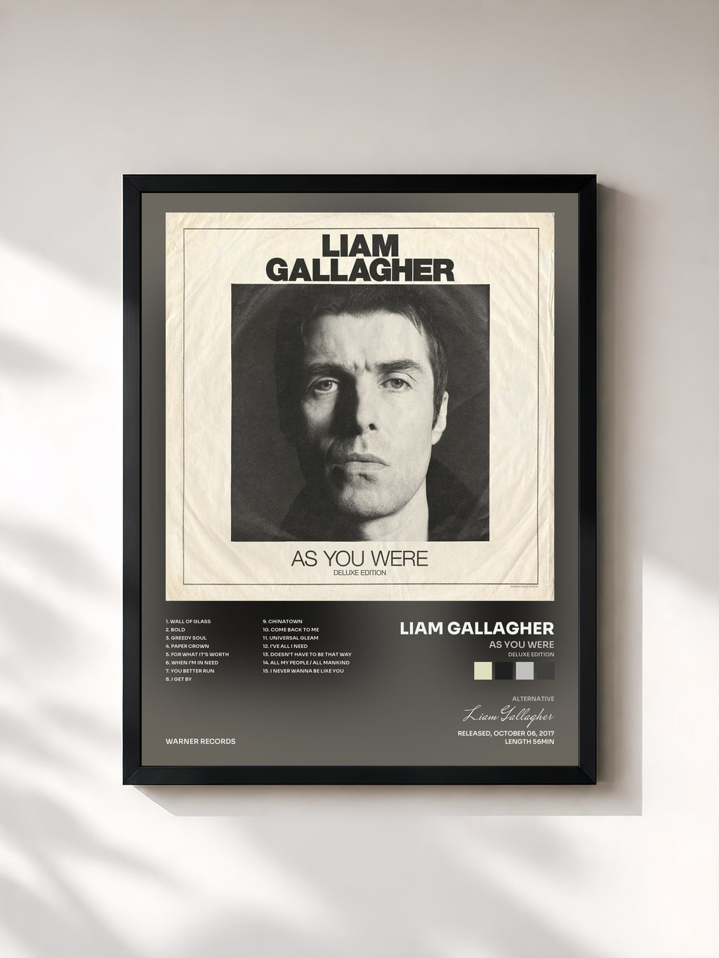 #noir Tableau de l'album As You Were (Deluxe Edition) de Liam Gallagher, cadre noir, imprimé et encadré en France