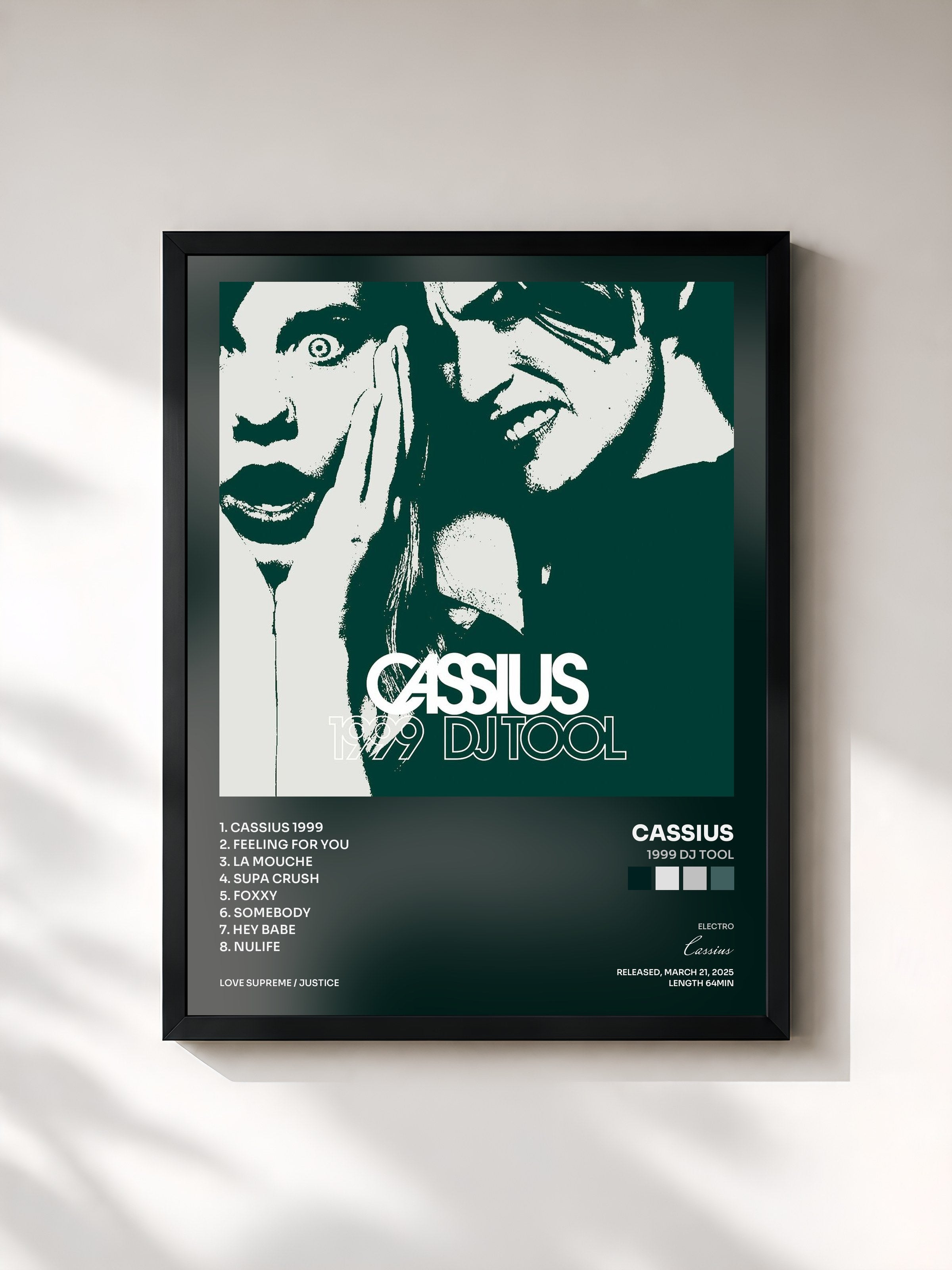 #noir Tableau de l'album 1999 DJ Tool de Cassius, cadre noir, imprimé et encadré en France