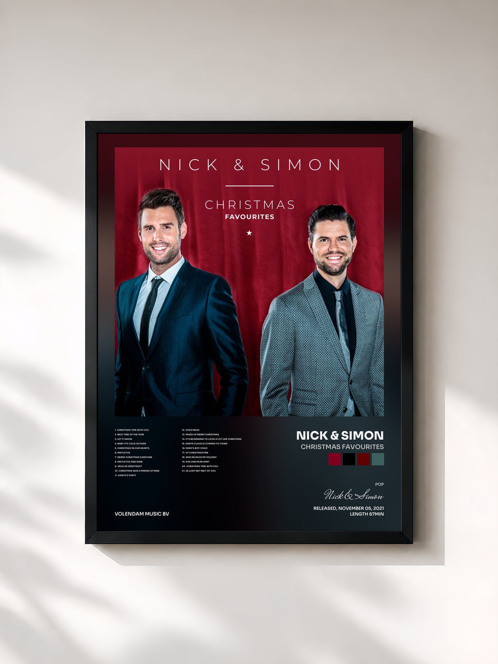 #noir Tableau de l'album Christmas Favourites de Nick & Simon, cadre noir, imprimé et encadré en France