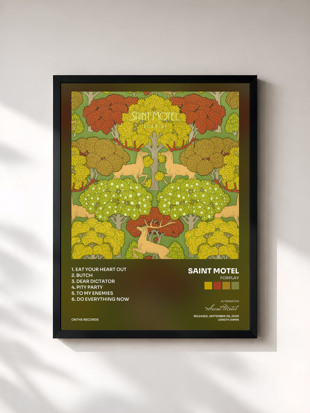 #noir Tableau de l'album ForPlay de Saint Motel, cadre noir, imprimé et encadré en France