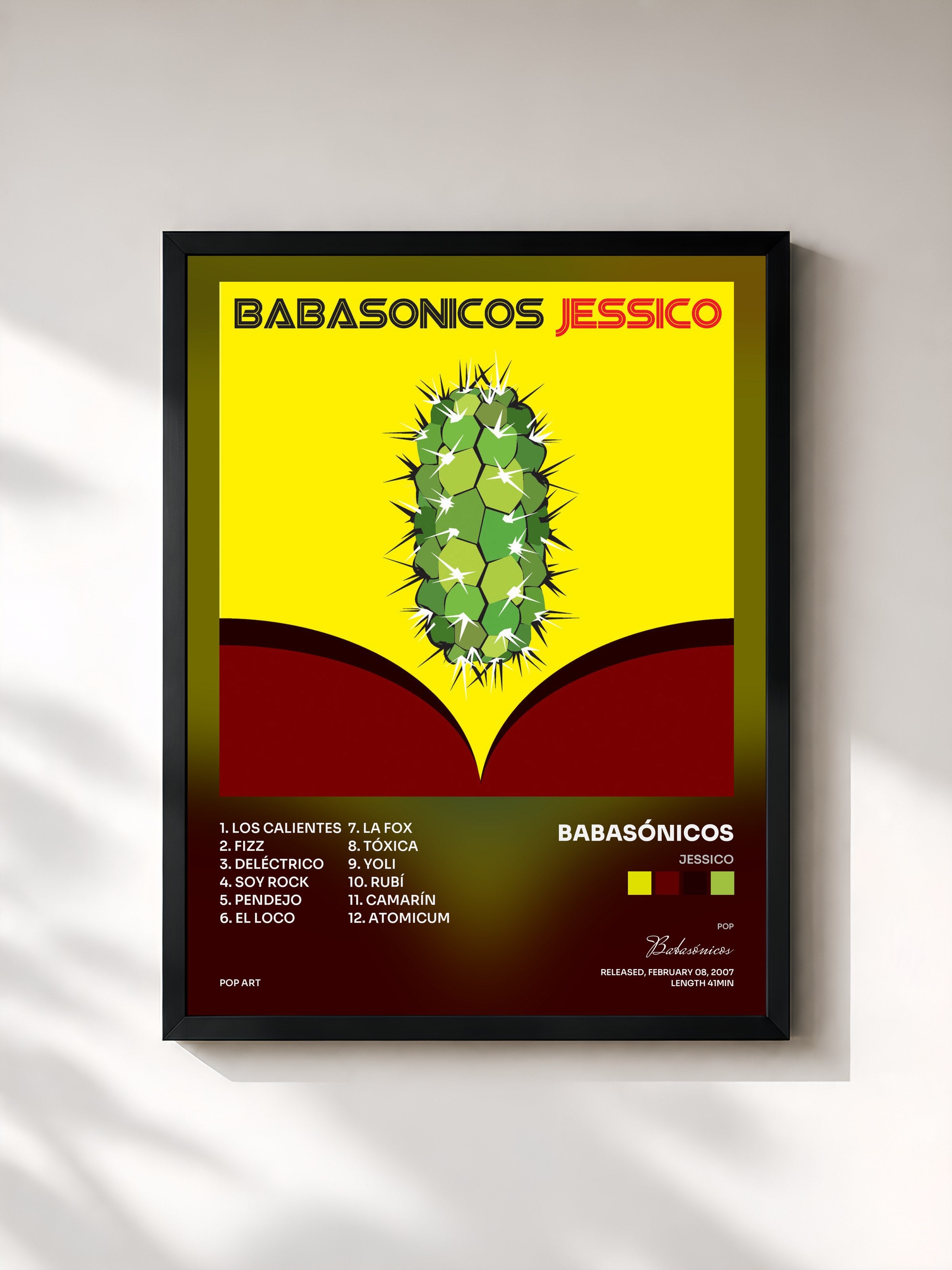 #noir Tableau de l'album Jessico de Babasónicos, cadre noir, imprimé et encadré en France
