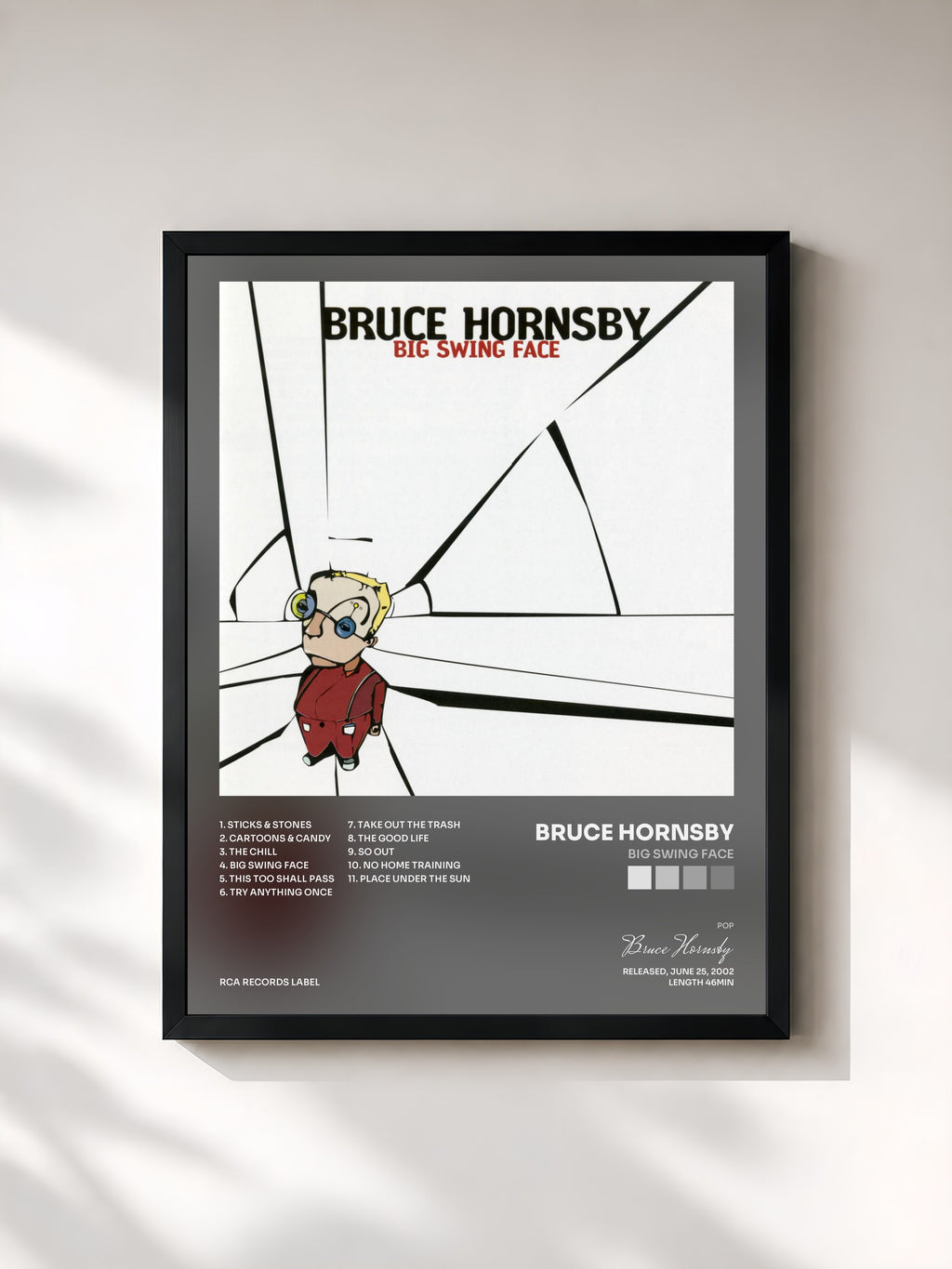 #noir Tableau de l'album Big Swing Face de Bruce Hornsby, cadre noir, imprimé et encadré en France