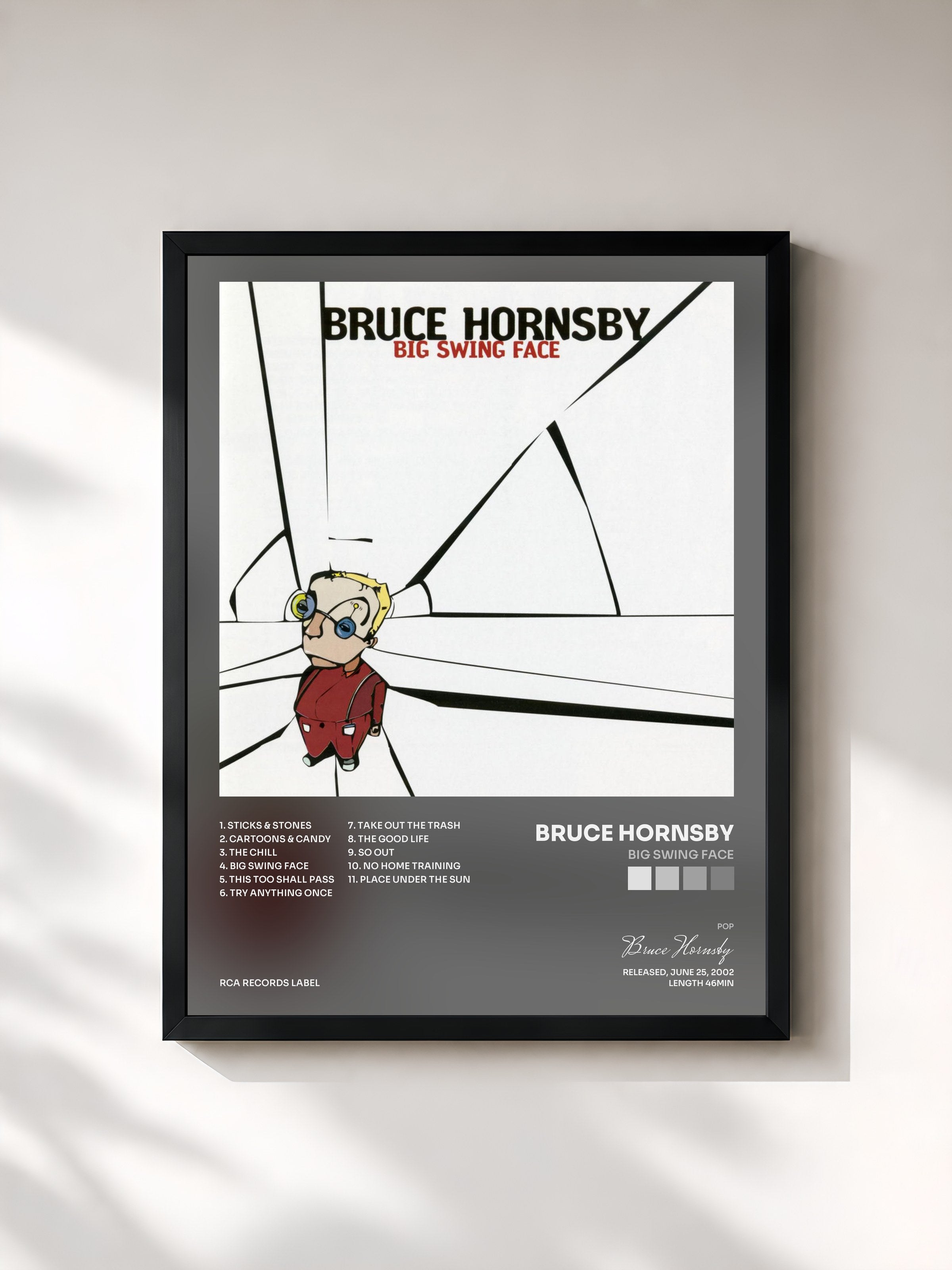 #noir Tableau de l'album Big Swing Face de Bruce Hornsby, cadre noir, imprimé et encadré en France