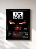#noir Tableau de l'album Atlanta Streets Made Me de Rich Homie Quan, cadre noir, imprimé et encadré en France