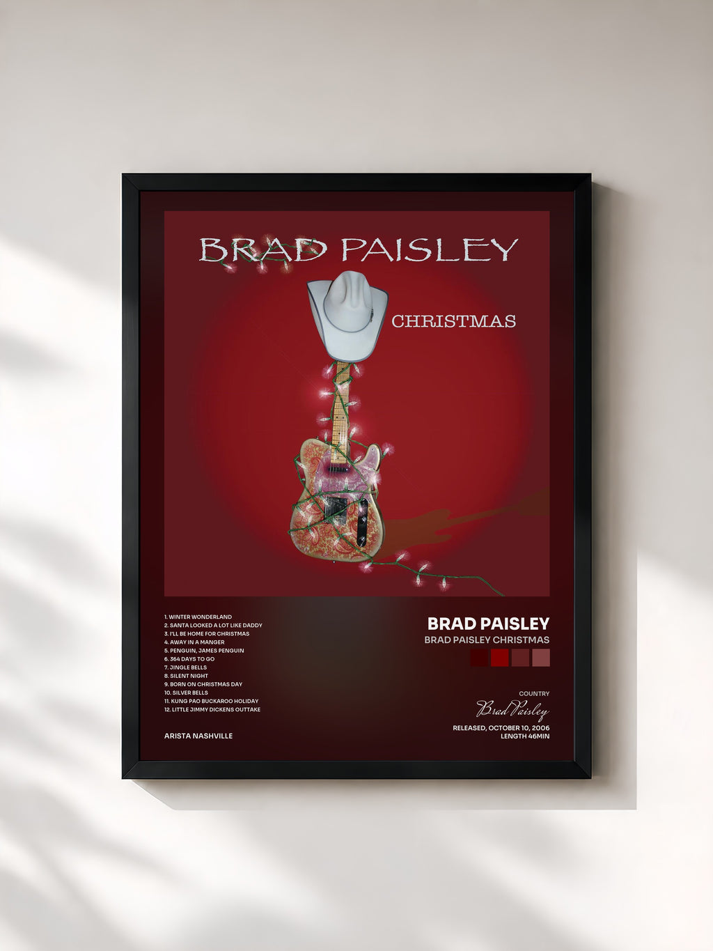 #noir Tableau de l'album Brad Paisley Christmas de Brad Paisley, cadre noir, imprimé et encadré en France