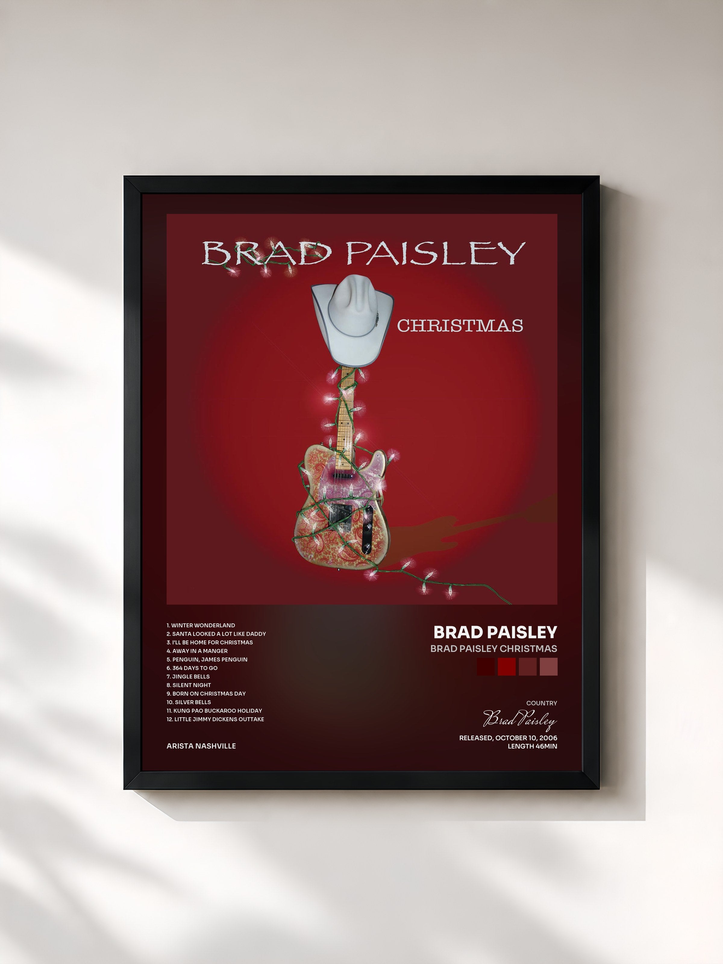 #noir Tableau de l'album Brad Paisley Christmas de Brad Paisley, cadre noir, imprimé et encadré en France