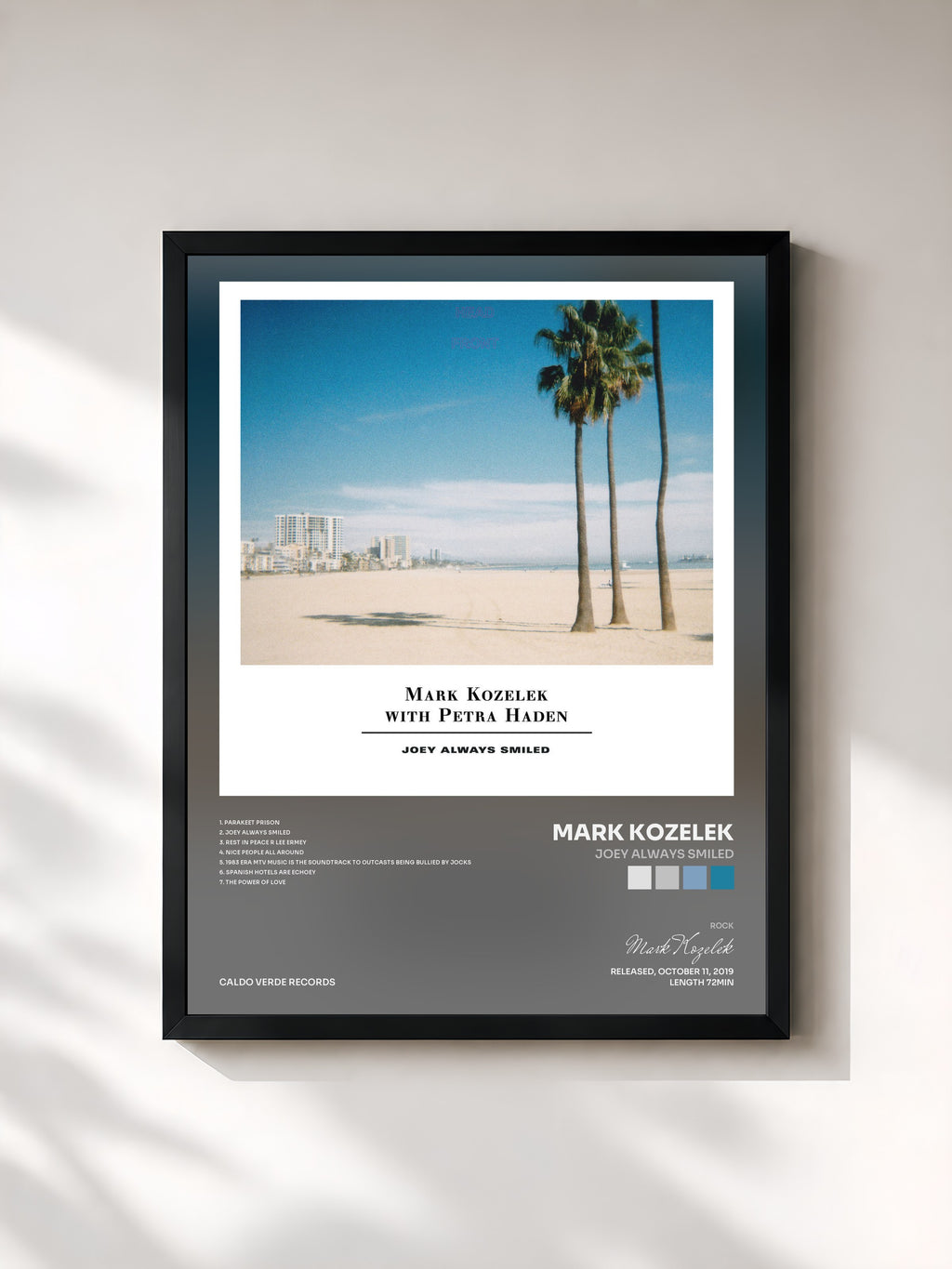 #noir Tableau de l'album Joey Always Smiled de Mark Kozelek, cadre noir, imprimé et encadré en France