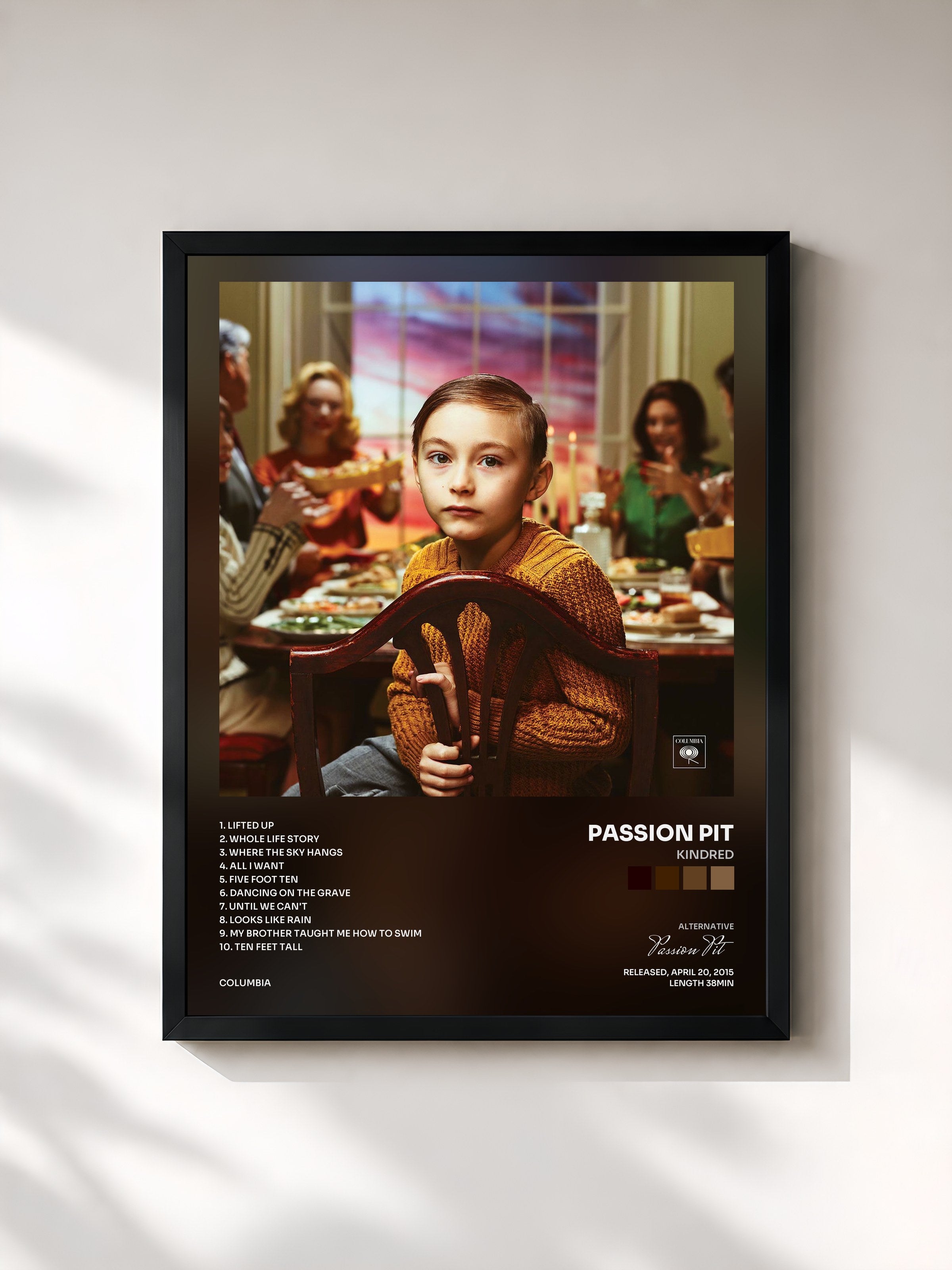 #noir Tableau de l'album Kindred de Passion Pit, cadre noir, imprimé et encadré en France