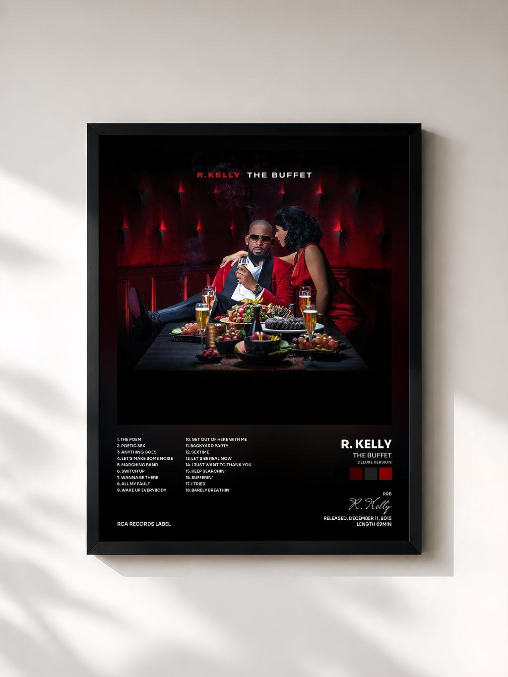 #noir Tableau de l'album The Buffet (Deluxe Version) de R. Kelly, cadre noir, imprimé et encadré en France